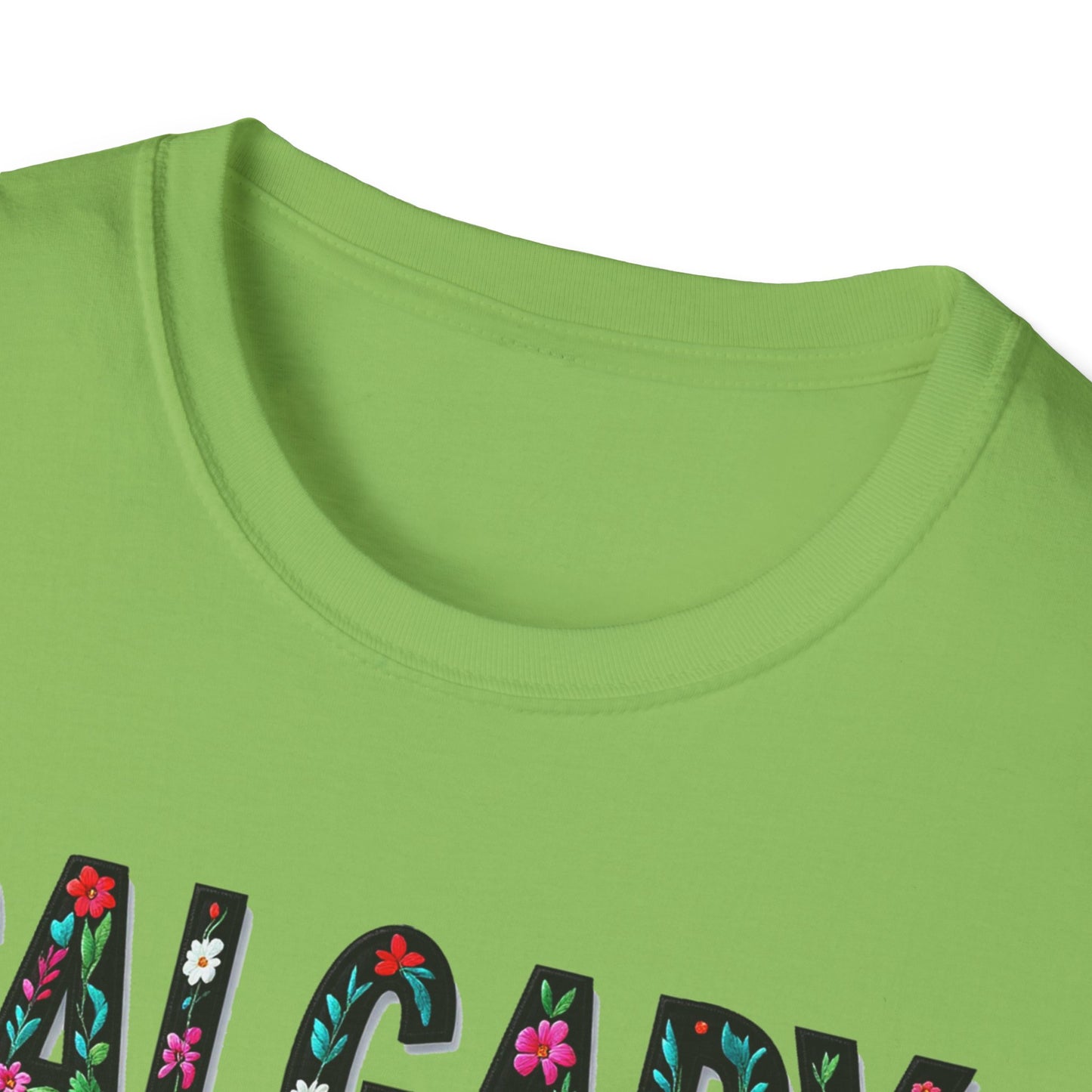 Calgary Local Gal Flower-Heart T-Shirt, c011-n00-s005 Softstyle Graphic Tee, Unisex Casual Wear, Support Local Merch, Gift for Community Lovers, Finkz