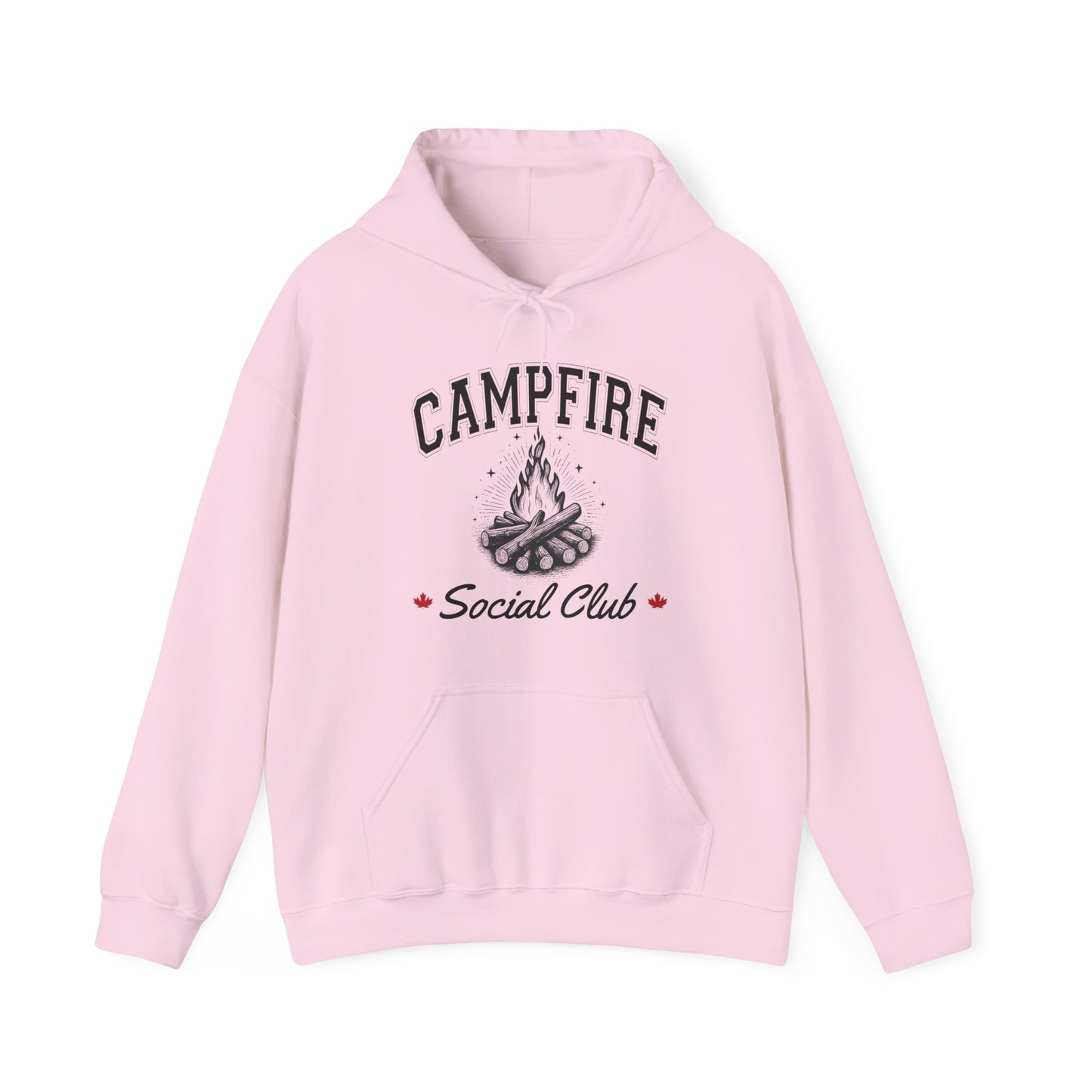 Fire Campfire Social Club No Leaf Cozy Hoodie | Unisex Sweatshirt for Nature Lovers, Casual Wear, Gift for Him/Her, Outdoor Adventures, Cozy Days Canada Patriotic