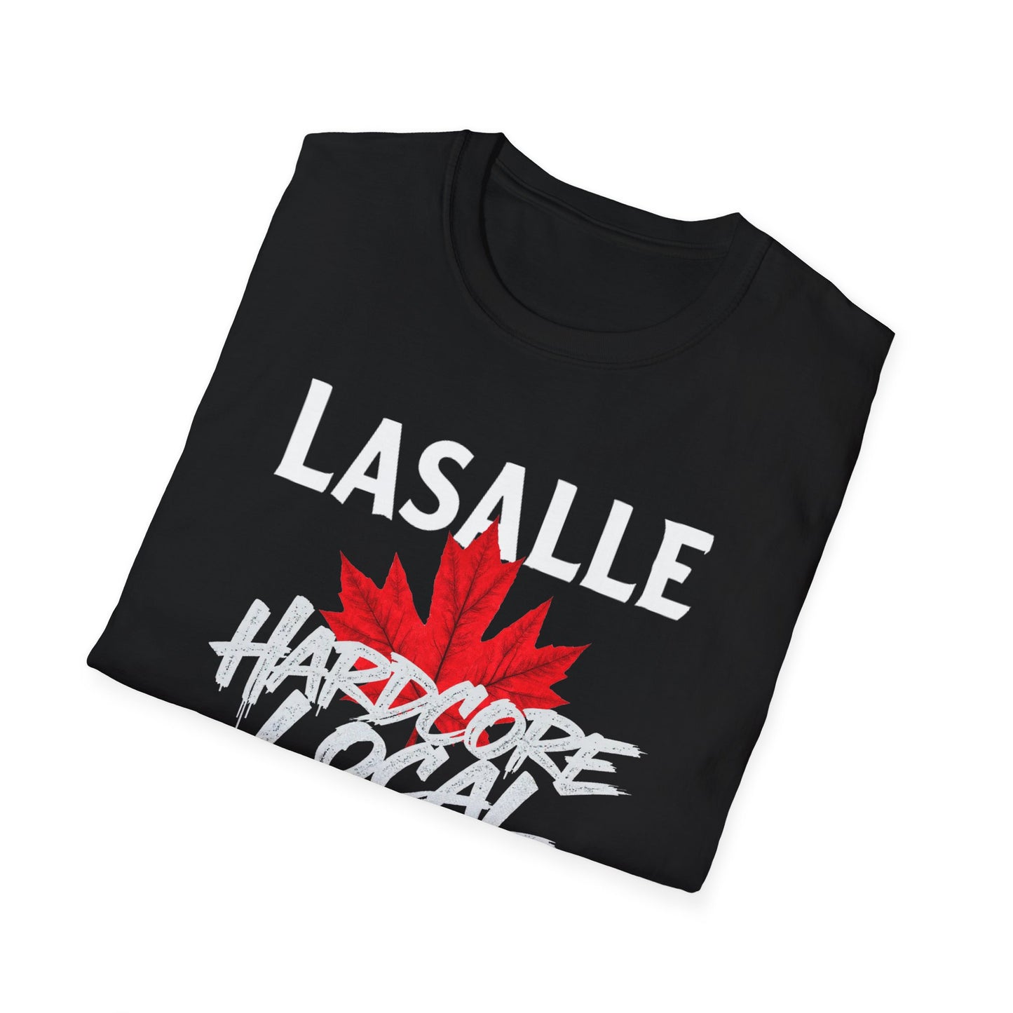 LASALLE Hardcore Local, We Support Our Own,  Red Leaf 3 T-Shirt, Softstyle Graphic Tee, Unisex Casual Wear, Support Local Merch, Gift for Community Lovers, FINKZ WINDSOR