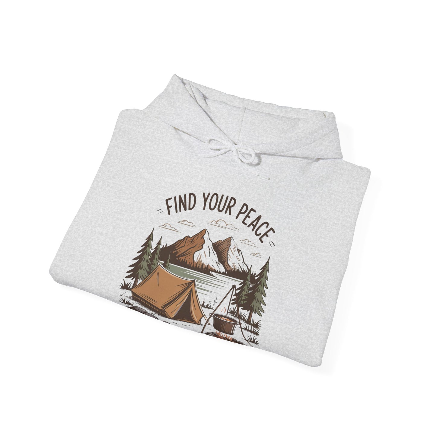 Find Your Peace Hoodie | HappyCamperCrew.Com 100% Authentic | Cozy Camping Hoodie | Unisex Hooded Sweatshirt for Nature Lovers, Casual Wear, Gift for Him/Her, Outdoor Adventures, Cozy Days & Warm Nights By The Campfire