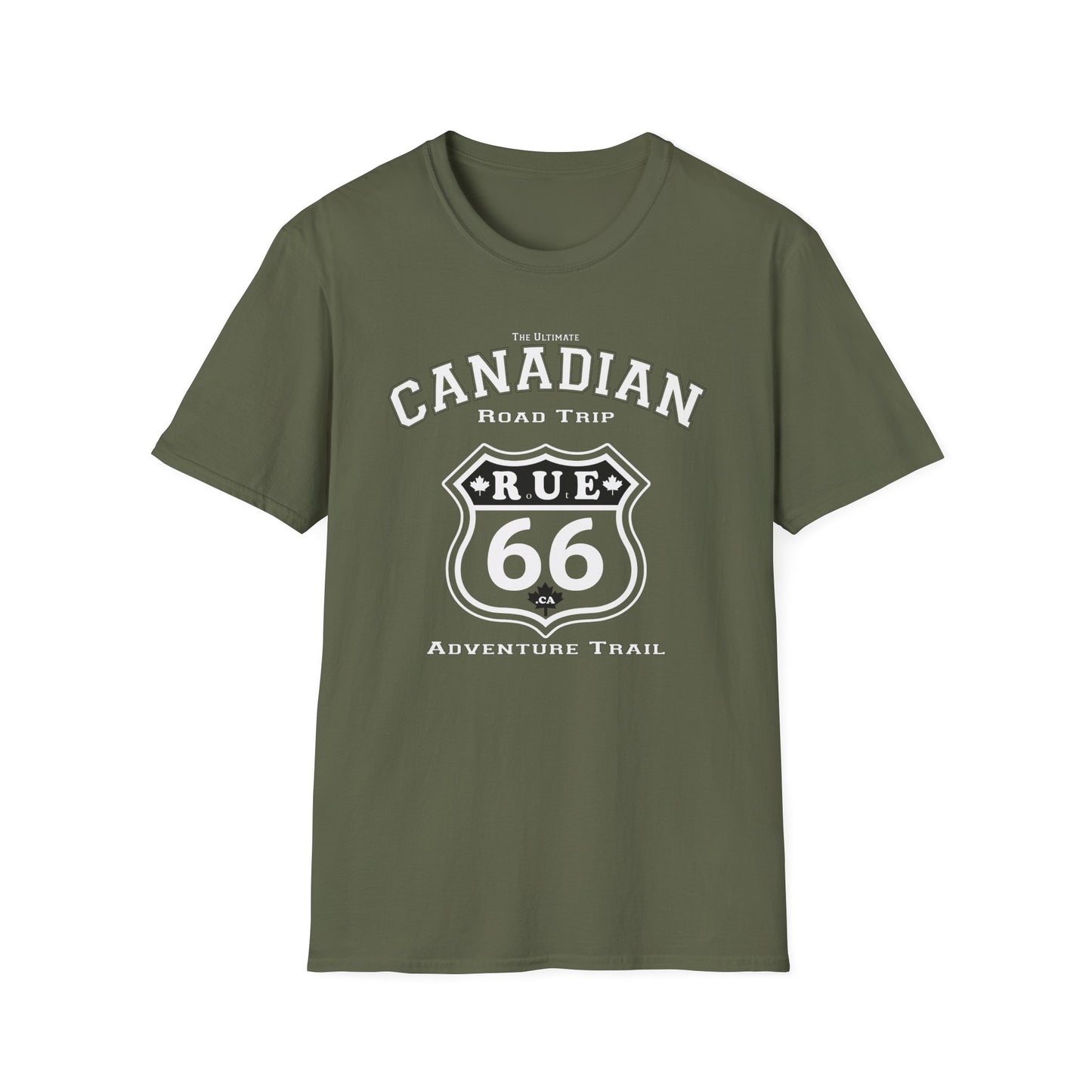 Canadian Rue 66 Road Trip Adventure Trail Red T-Shirt, Softstyle, Unisex - Rue66.ca