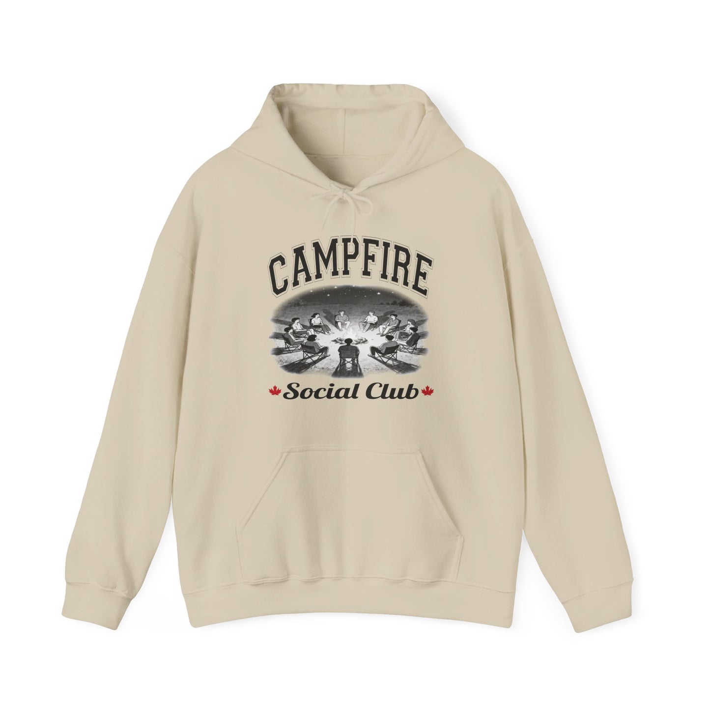 Campfire Social Club Leaf Cozy Hoodie | Unisex Sweatshirt for Nature Lovers, Casual Wear, Gift for Him/Her, Outdoor Adventures, Cozy Days Canada Patriotic