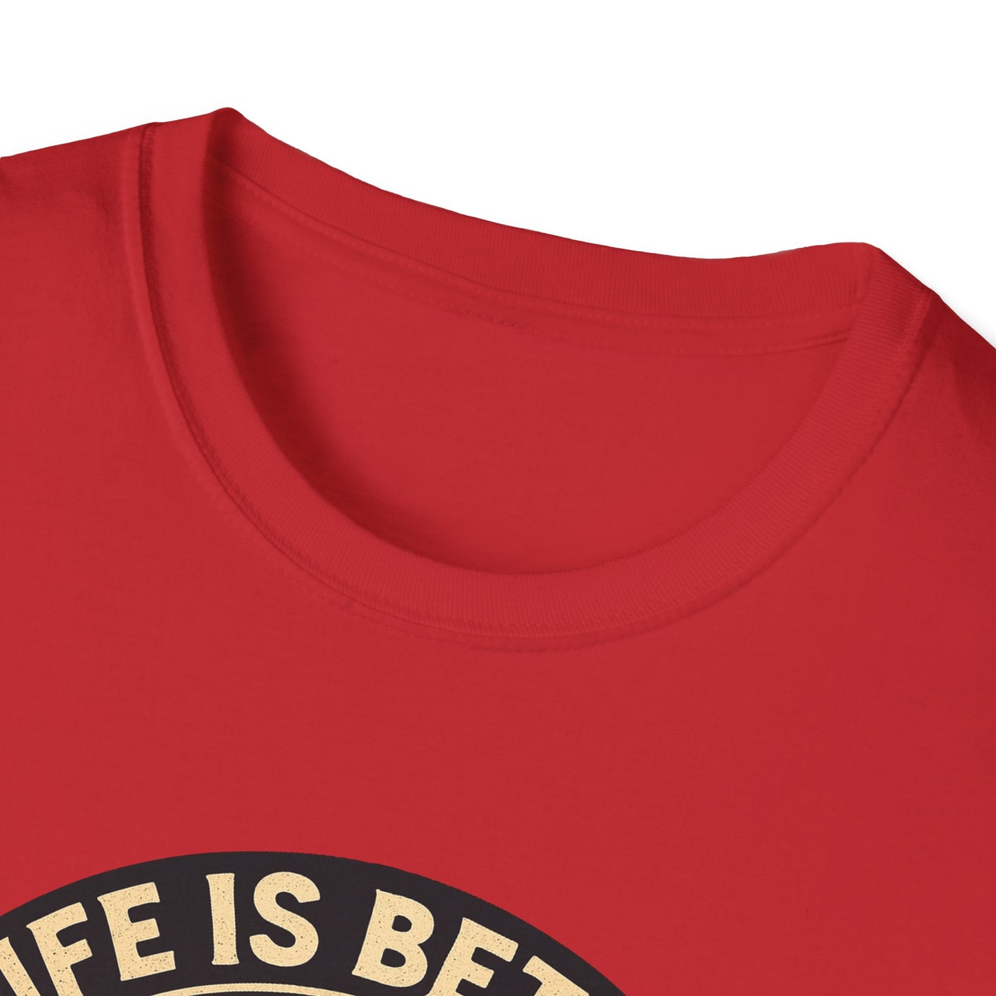 Better by the Fire T-Shirt, Red Softstyle Graphic Tee, Unisex Casual Wear, Support'N Locals Merch, Gift for Community Lovers,