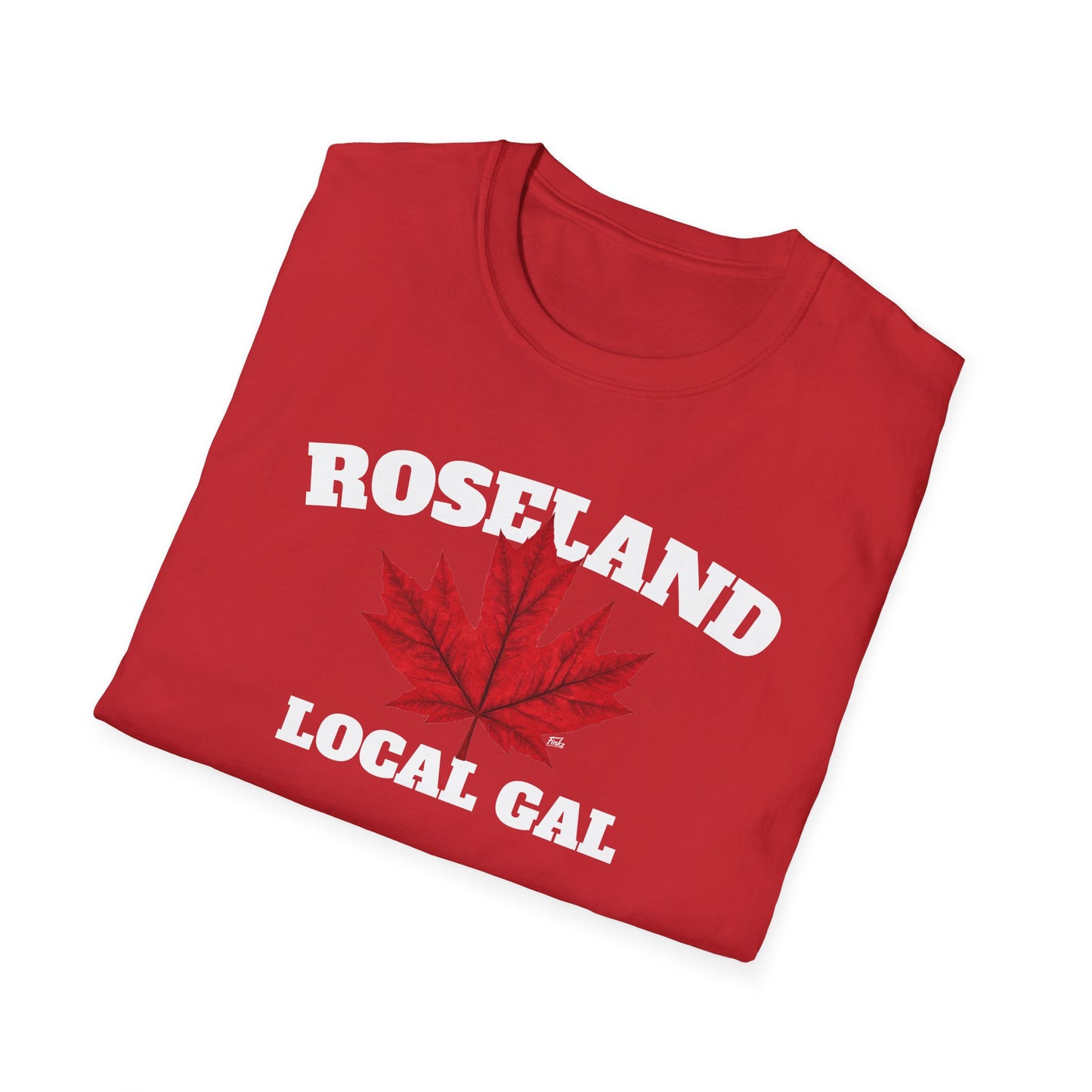 ROSELAND Local Gal Red Leaf T-Shirt, Softstyle Graphic Tee, Unisex Casual Wear, Support Local Merch, Gift for Community Lovers, Finkz Windsor
