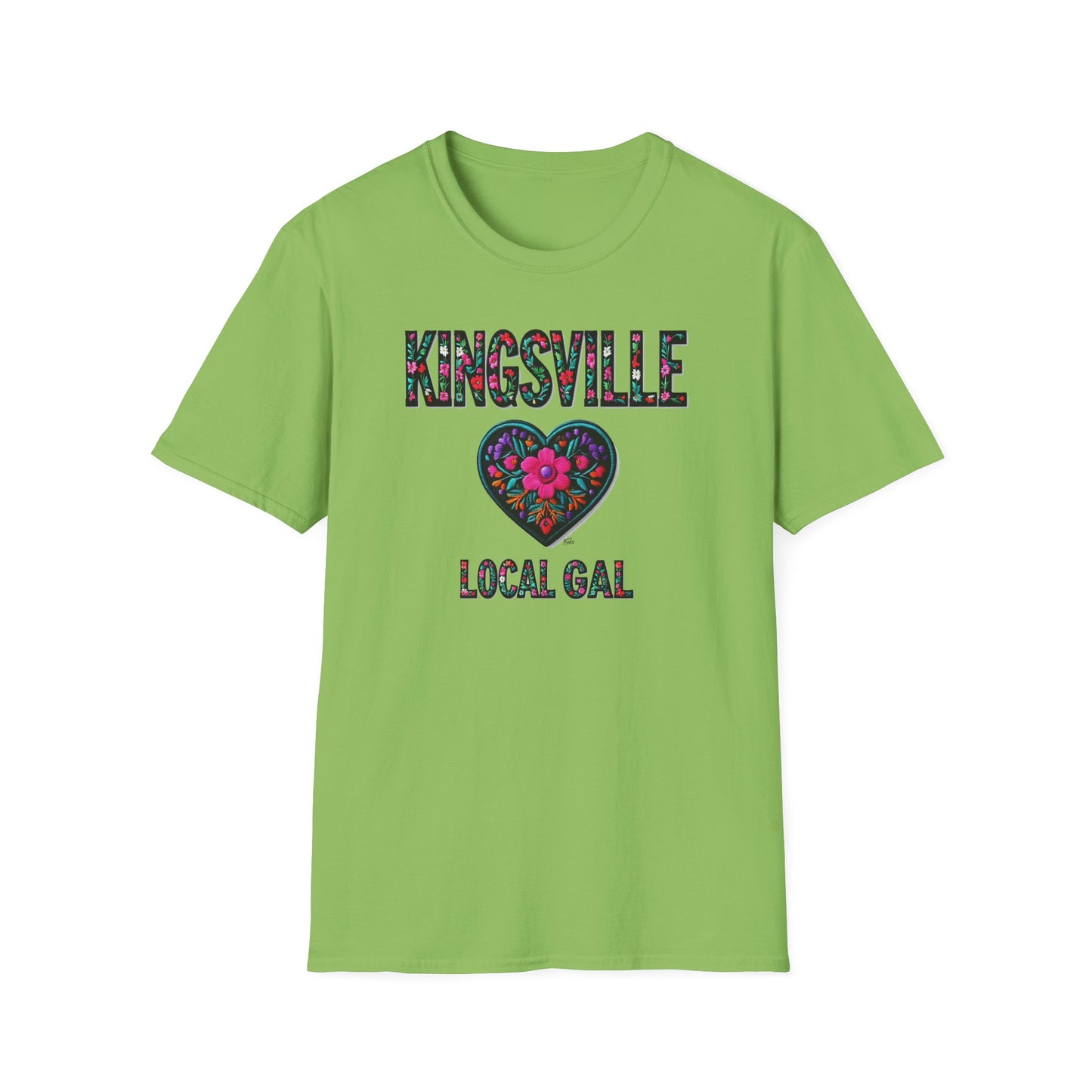 KINGSVILLE Local Gal Flower-Heart T-Shirt, 3 Softstyle Graphic Tee, Unisex Casual Wear, Support Local Merch, Gift for Community Lovers, Finkz WINDSOR