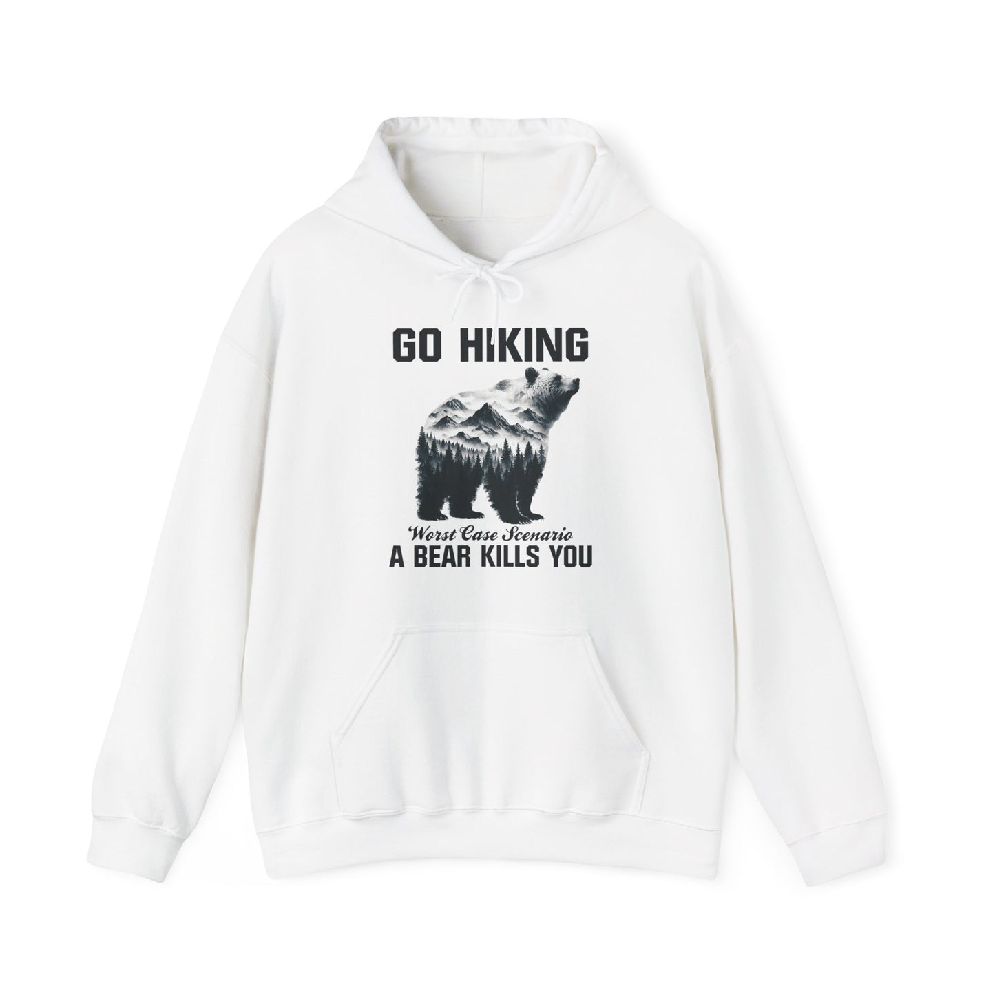 Go Hiking - Worst Case Hoodie | HappyCamperCrew.Com 100% Authentic | Cozy Camping Hoodie | Unisex Hooded Sweatshirt for Nature Lovers, Casual Wear, Gift for Him/Her, Outdoor Adventures, Cozy Days & Warm Nights by the Campfire