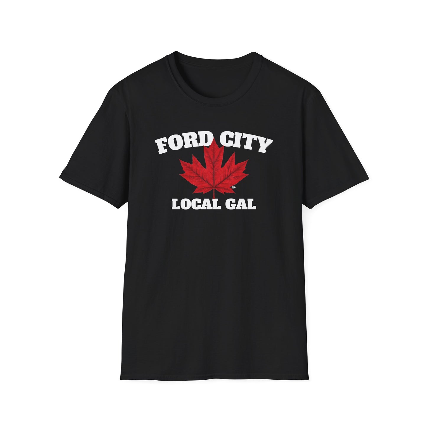 FORD CITY Local Gal Red Leaf T-Shirt, Softstyle Graphic Tee, Unisex Casual Wear, Support Local Merch, Gift for Community Lovers, Finkz Windsor