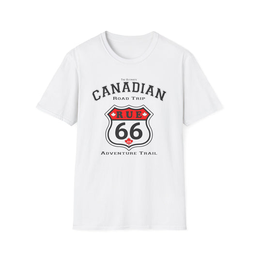 Canadian Rue 66 Road Trip Adventure Trail Red T-Shirt, Softstyle, Unisex - Rue66.ca