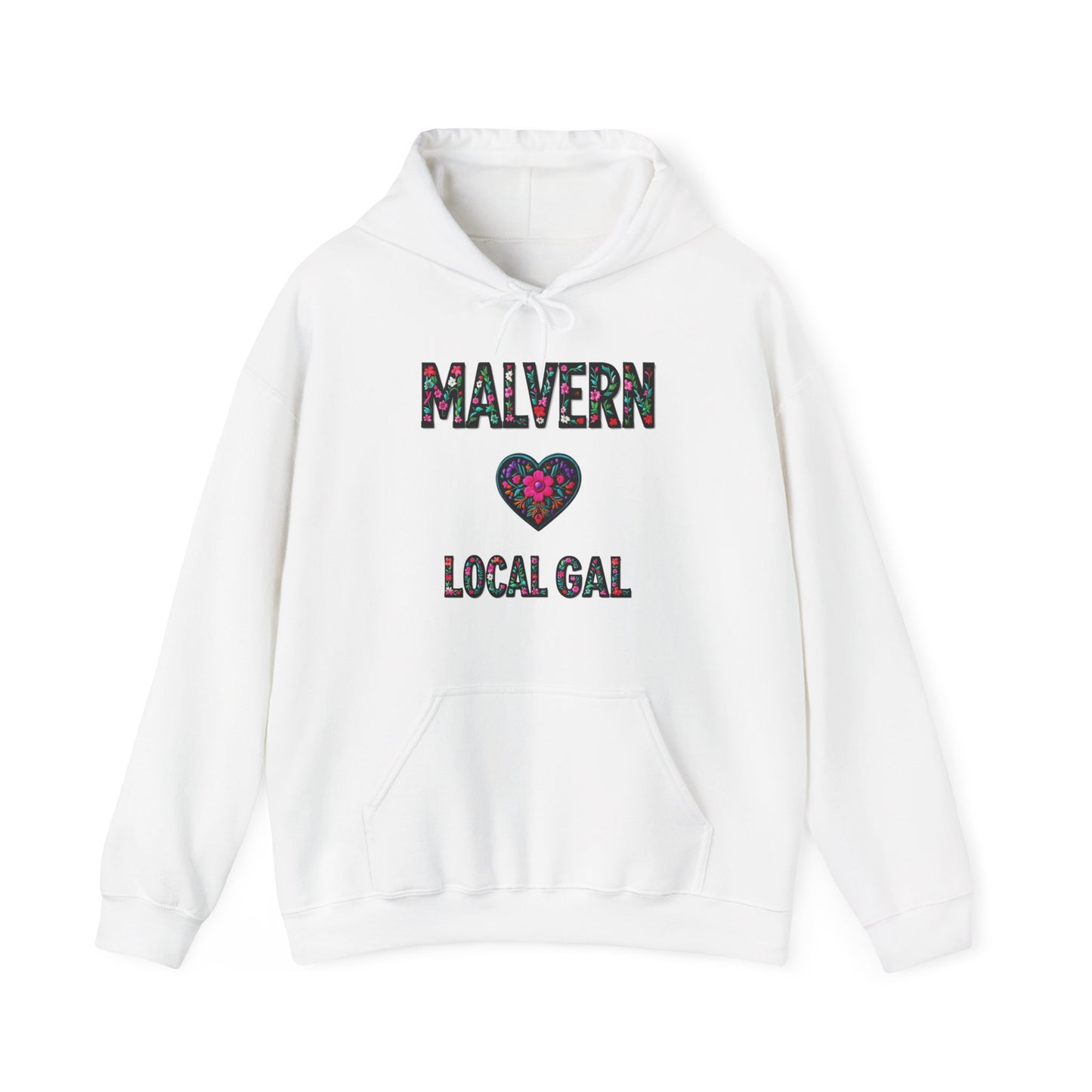 Malvern Local Gal Flower c06-n04-hs005, Hooded Sweatshirt -  Unisex Heavy Blend™ Pullover, Casual Hoodie for Every Day, Gift for Friends, Support'n Locals -Local Pride Apparel Support Your Community