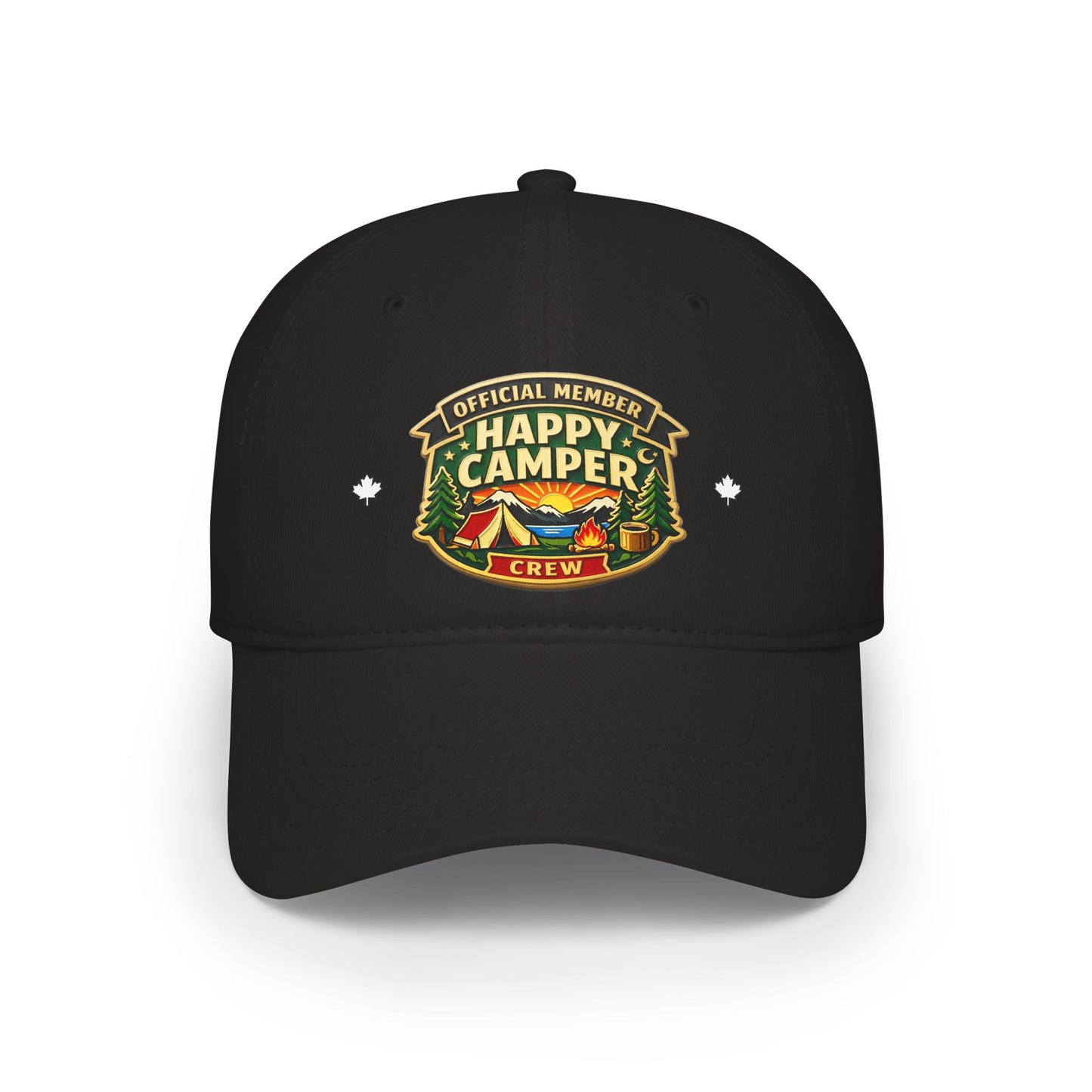 Official Member Happy Camper Crew White Low Profile Baseball Cap, Adjustable Hat, Outdoor Gear, Casual Style, Gift for Nature Lovers HappyCamperCrew.com