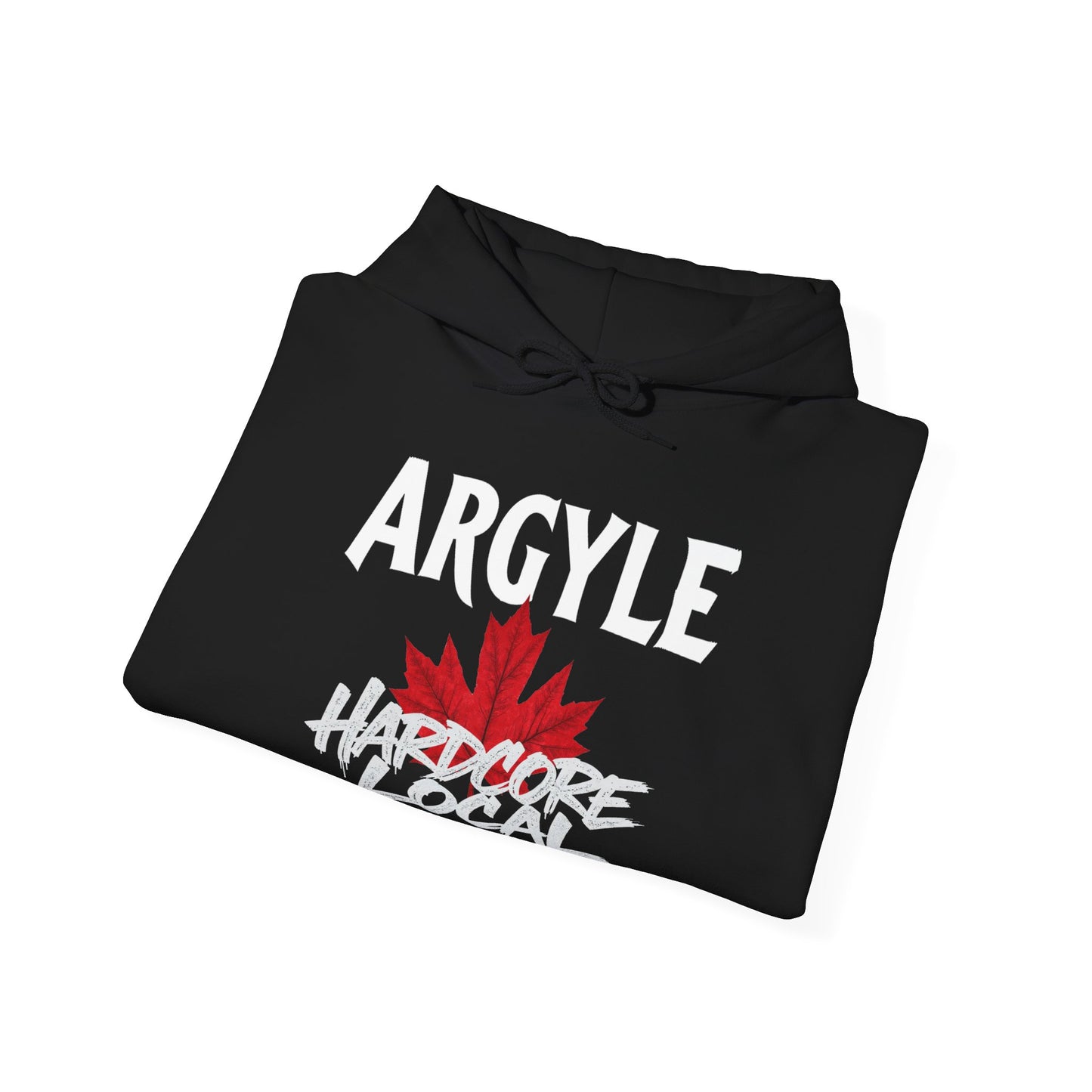 Argyle HARDCORE LOCAL red leaf, Hooded Sweatshirt - c02-n01-hs006 Unisex Heavy Blend™ Pullover, Casual Hoodie for Every Day, Gift for Friends, Support'n Locals -Local Pride Apparel Support Your Community