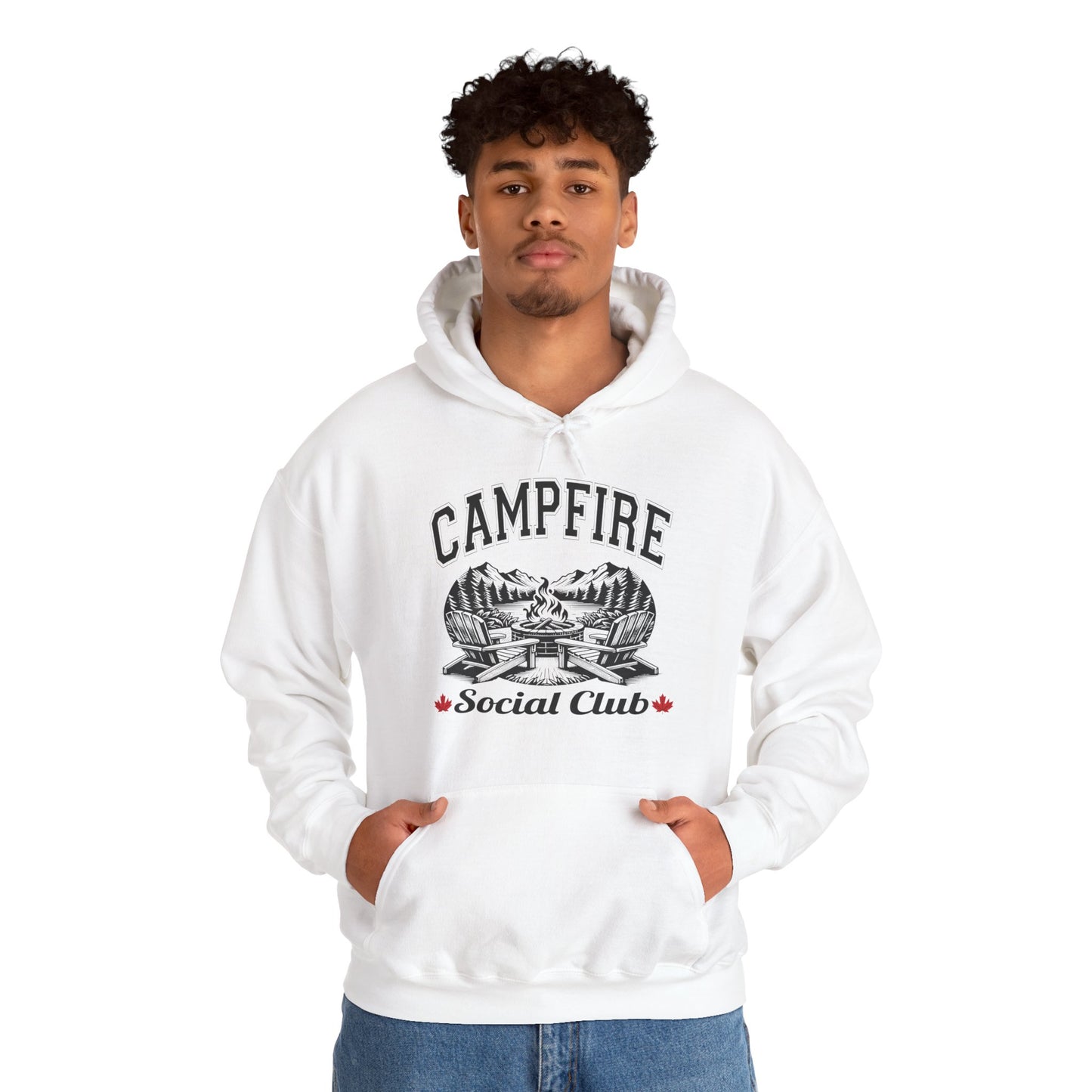 Campfire Social Club Hoodie | HappyCamperCrew.Com 100% Authentic | Cozy Camping Hoodie | Unisex Hooded Sweatshirt for Nature Lovers, Casual Wear, Gift for Him/Her, Outdoor Adventures, Cozy Days & Warm Nights by the Campfire