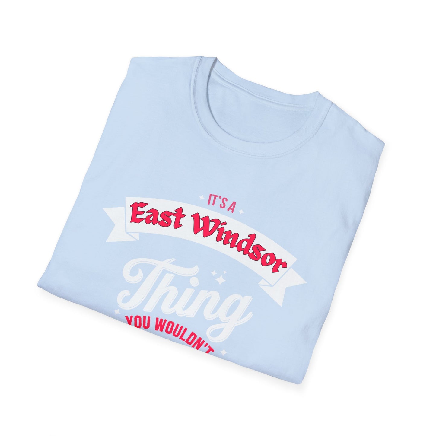 East Windsor THING T-Shirt, Softstyle Graphic Tee, Unisex Casual Wear, Support Local Merch, Gift for Community Lovers, c01-n02-s003