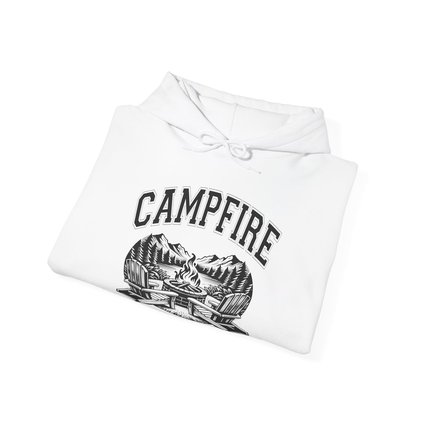 Campfire Social Club Hoodie | HappyCamperCrew.Com 100% Authentic | Cozy Camping Hoodie | Unisex Hooded Sweatshirt for Nature Lovers, Casual Wear, Gift for Him/Her, Outdoor Adventures, Cozy Days & Warm Nights by the Campfire