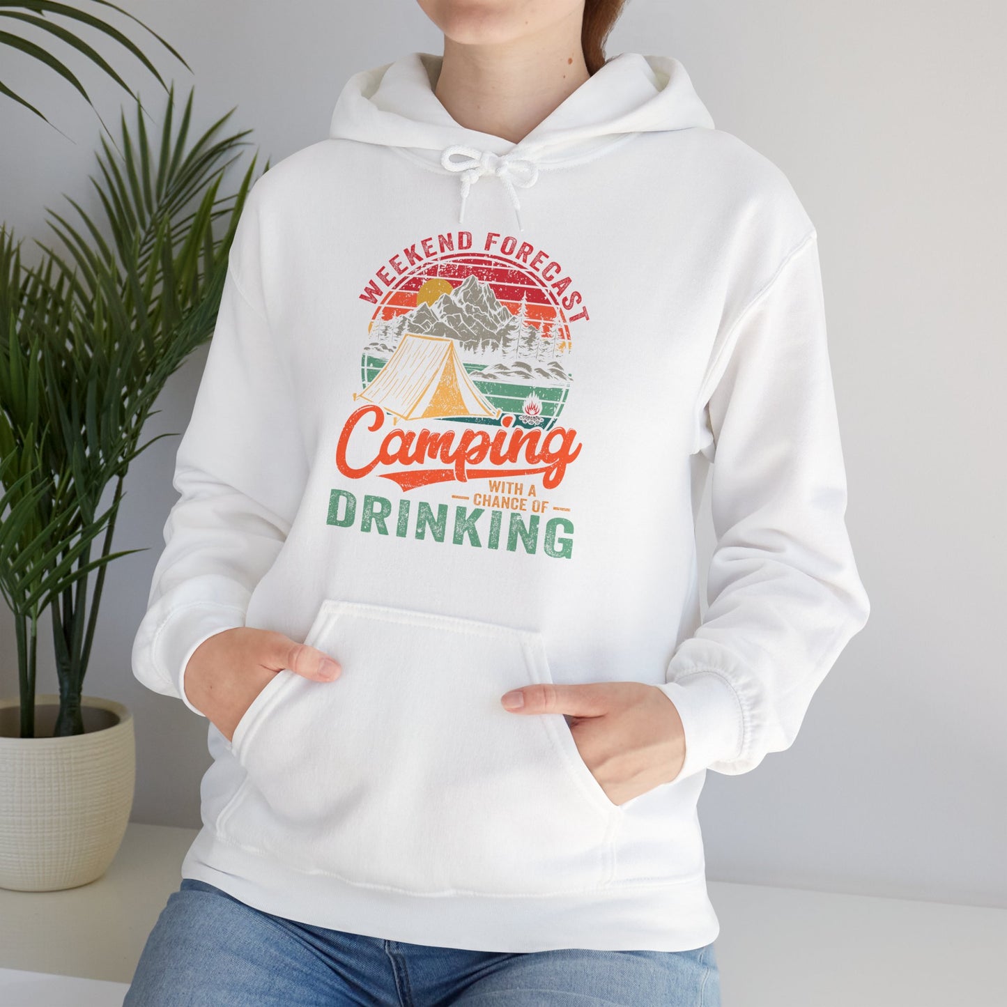Weekend Forcast Hoodie | HappyCamperCrew.Com 100% Authentic | Cozy Camping Hoodie | Unisex Hooded Sweatshirt for Nature Lovers, Casual Wear, Gift for Him/Her, Outdoor Adventures, Cozy Days & Warm Nights by the Campfire