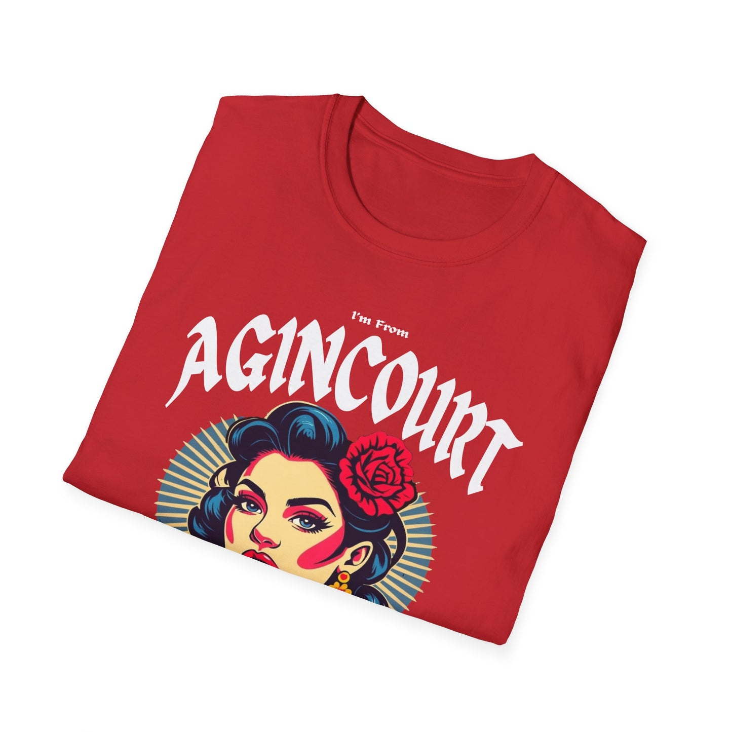 Agincourt Underestimate Gal T-Shirt, c06-n01-s001 Softstyle Graphic Tee, Unisex Casual Wear, Support'n Locals Merch, Gift for Community Lovers.