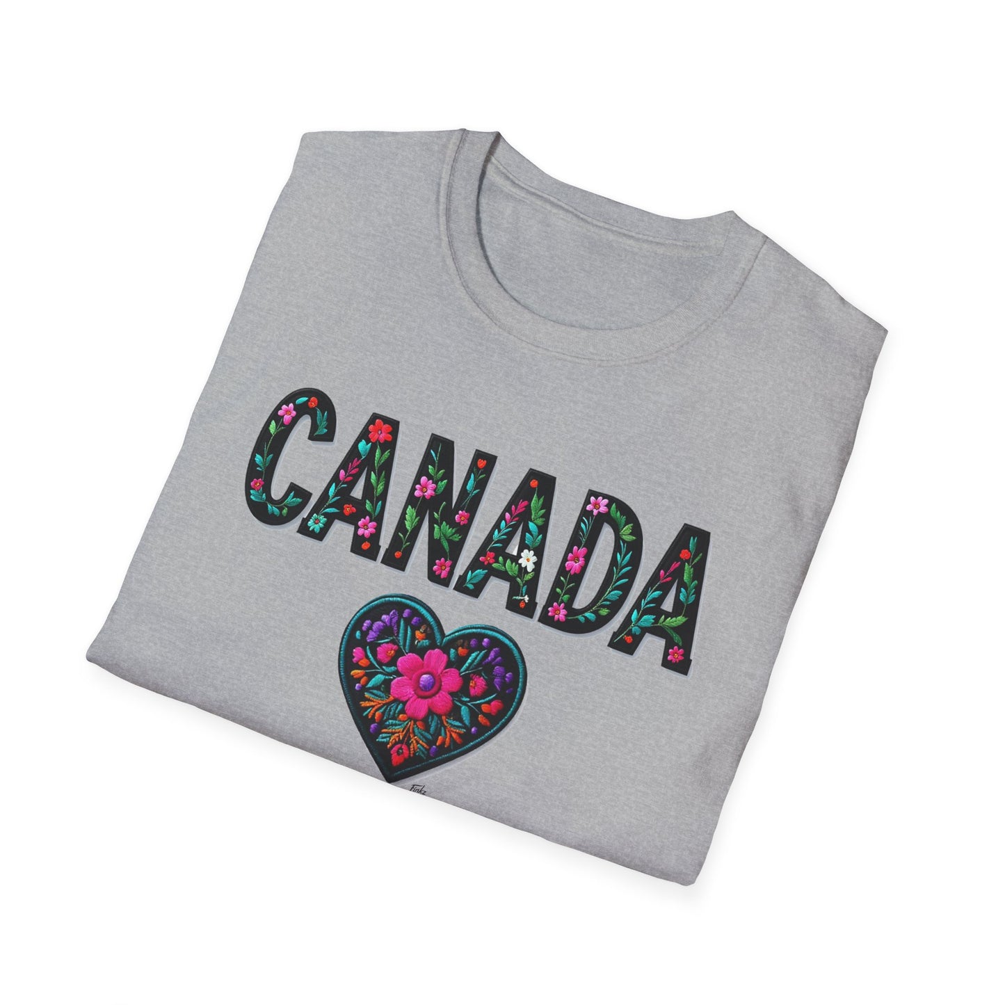 Canada Local Gal Flower-Heart T-Shirt, c00-n00-s005 Softstyle Graphic Tee, Unisex Casual Wear, Support Local Merch, Gift for Community Lovers, Finkz WINDSOR