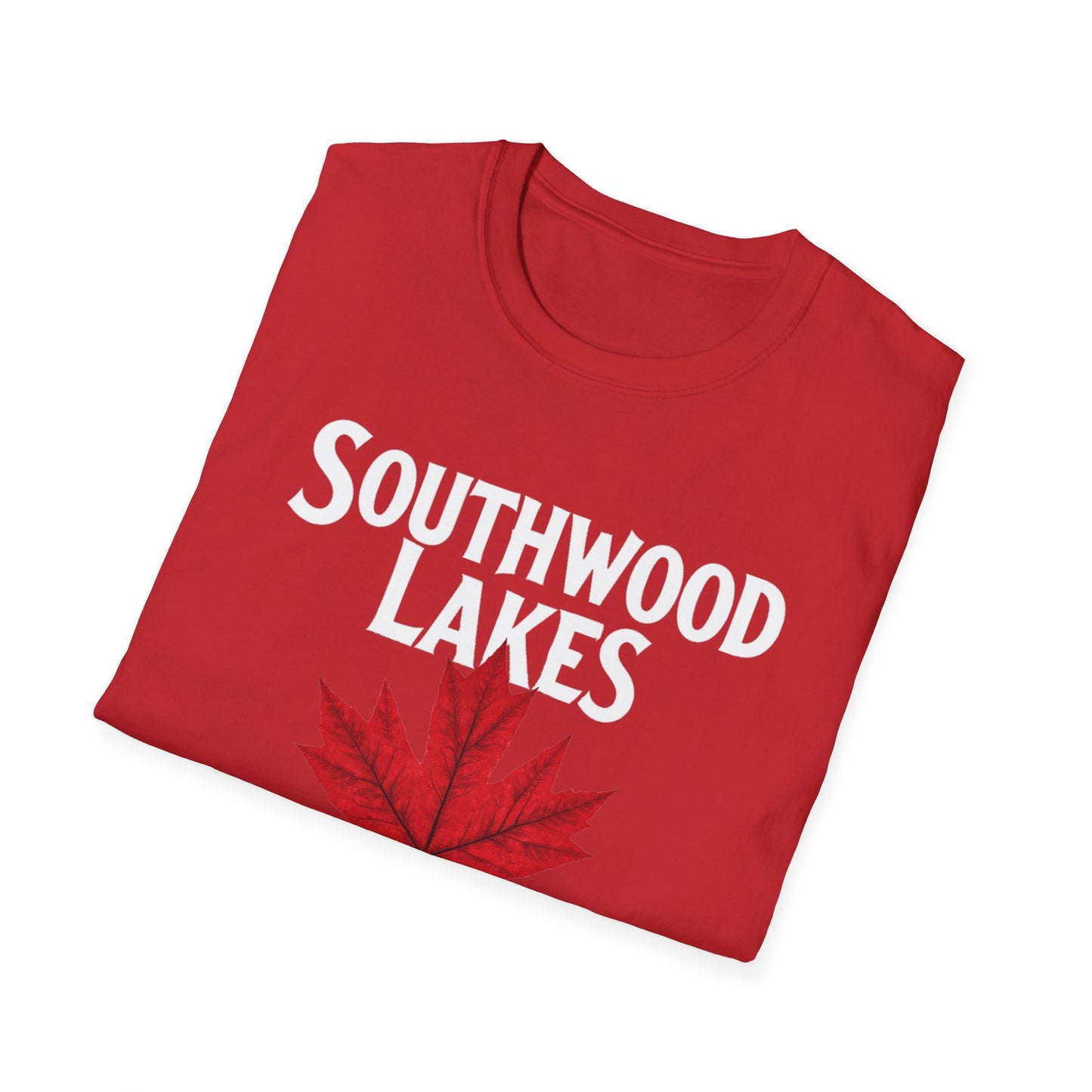 Southwood Lakes Hardcore Local Red Leaf, We Support Our Own, 1 T-Shirt, Softstyle Graphic Tee, Unisex Casual Wear, Support Local Merch, Gift for Community Lovers