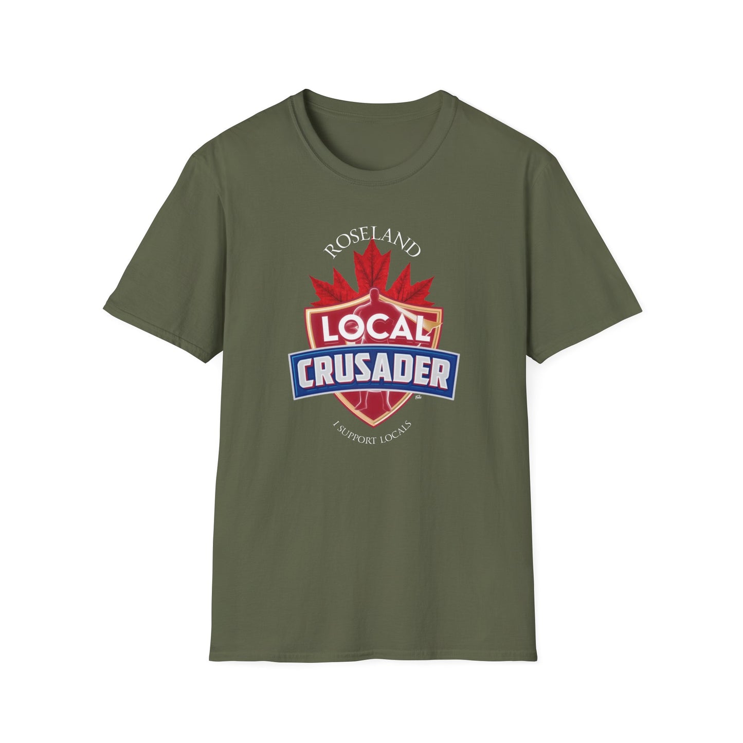 ROSELAND Local Crusader, 1 Leaf, I Support Locals T-Shirt, Softstyle Graphic Tee, Unisex Casual Wear, Support Local Merch, Gift for Community Lovers, Finkz Windsor