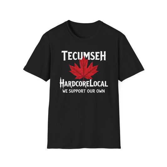 Tecumseh Hardcore Local Red Leaf, We Support Our Own, 1 T-Shirt, Softstyle Graphic Tee, Unisex Casual Wear, Support Local Merch, Gift for Community Lovers