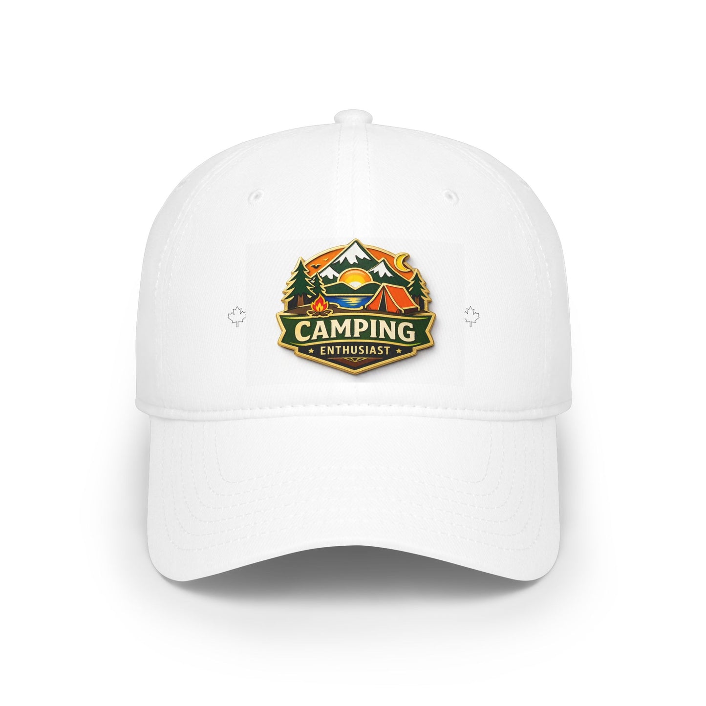 Camping Enthusiast White Low Profile Baseball Cap, Adjustable Hat, Outdoor Gear, Casual Style, Gift for Nature Lovers CampingEnthusiast.com