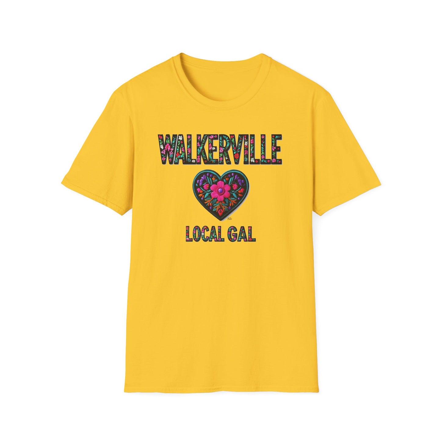 WALKERVILLE Local Gal Flower-Heart T-Shirt, 2 Softstyle Graphic Tee, Unisex Casual Wear, Support Local Merch, Gift for Community Lovers, Finkz WINDSOR
