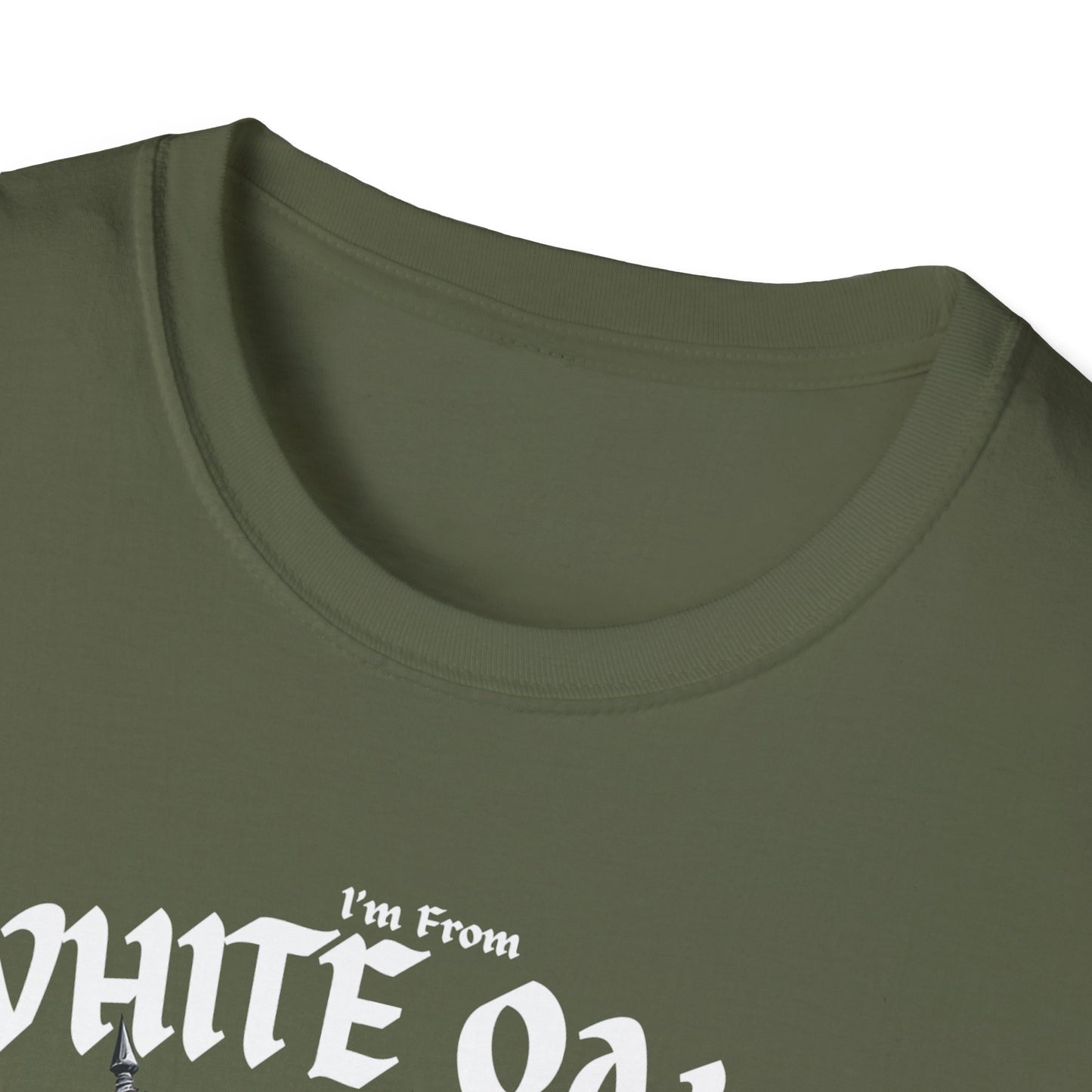 White Oaks Underestimate Guy T-Shirt, c02-n09-s002 Softstyle Graphic Tee, Unisex Casual Wear, Support'n Locals Merch, Gift for Community Lovers.