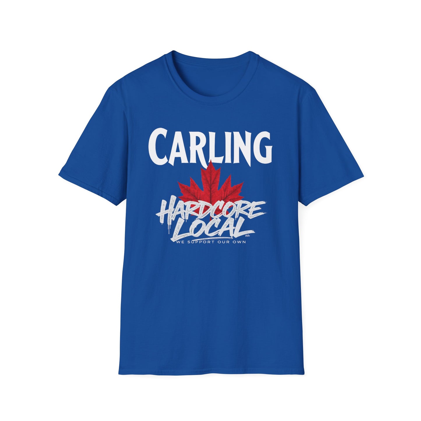 Carling Hardcore We Support Our Own Red Leaf T-Shirt, c02-n03-s006 Softstyle Graphic Tee, Unisex Casual Wear, Support'n Locals Merch, Gift for Community Lovers.