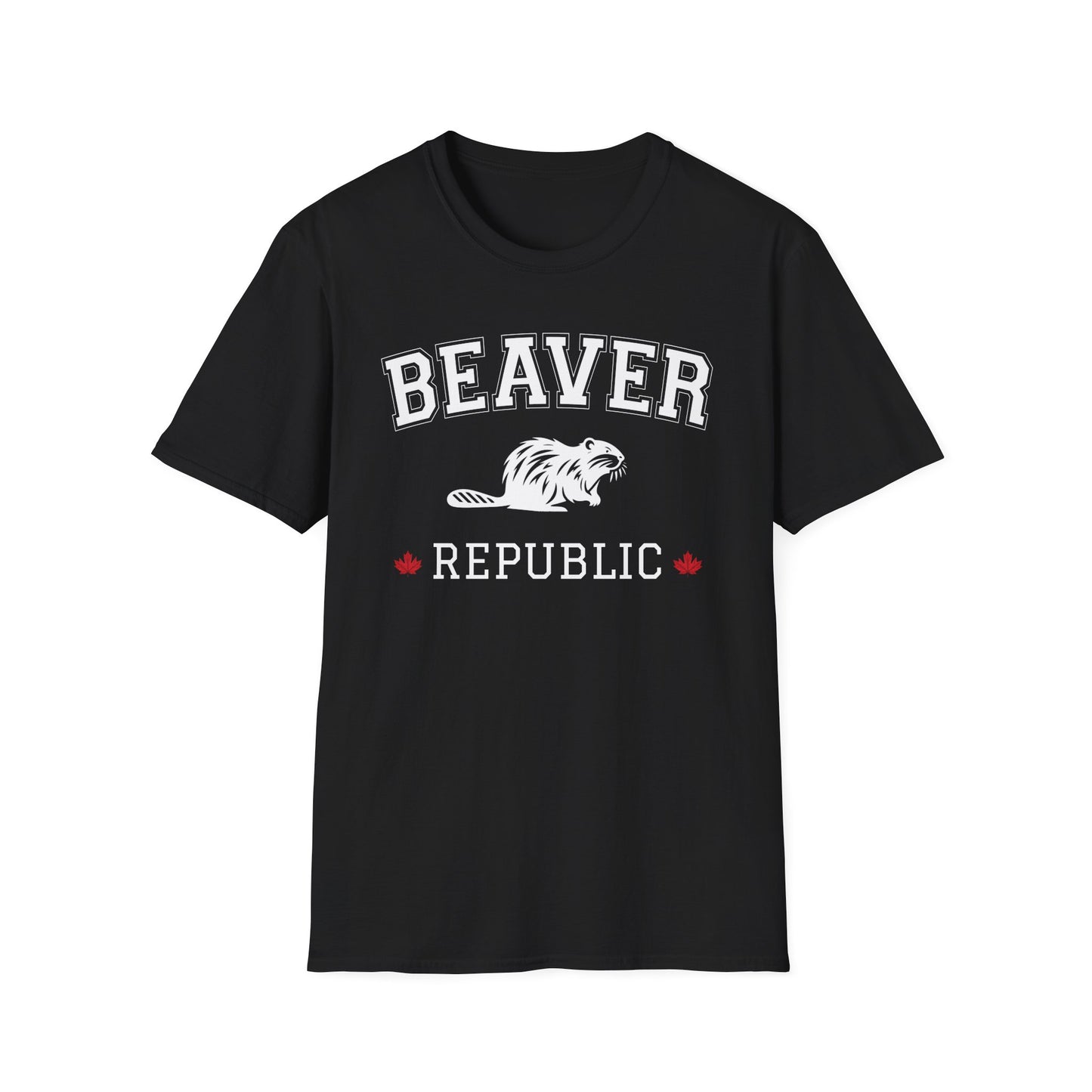 Beaver Republic T-Shirt, Black Softstyle Graphic Tee, Unisex Casual Wear, Support'N Locals Merch, Gift for Community Lovers,