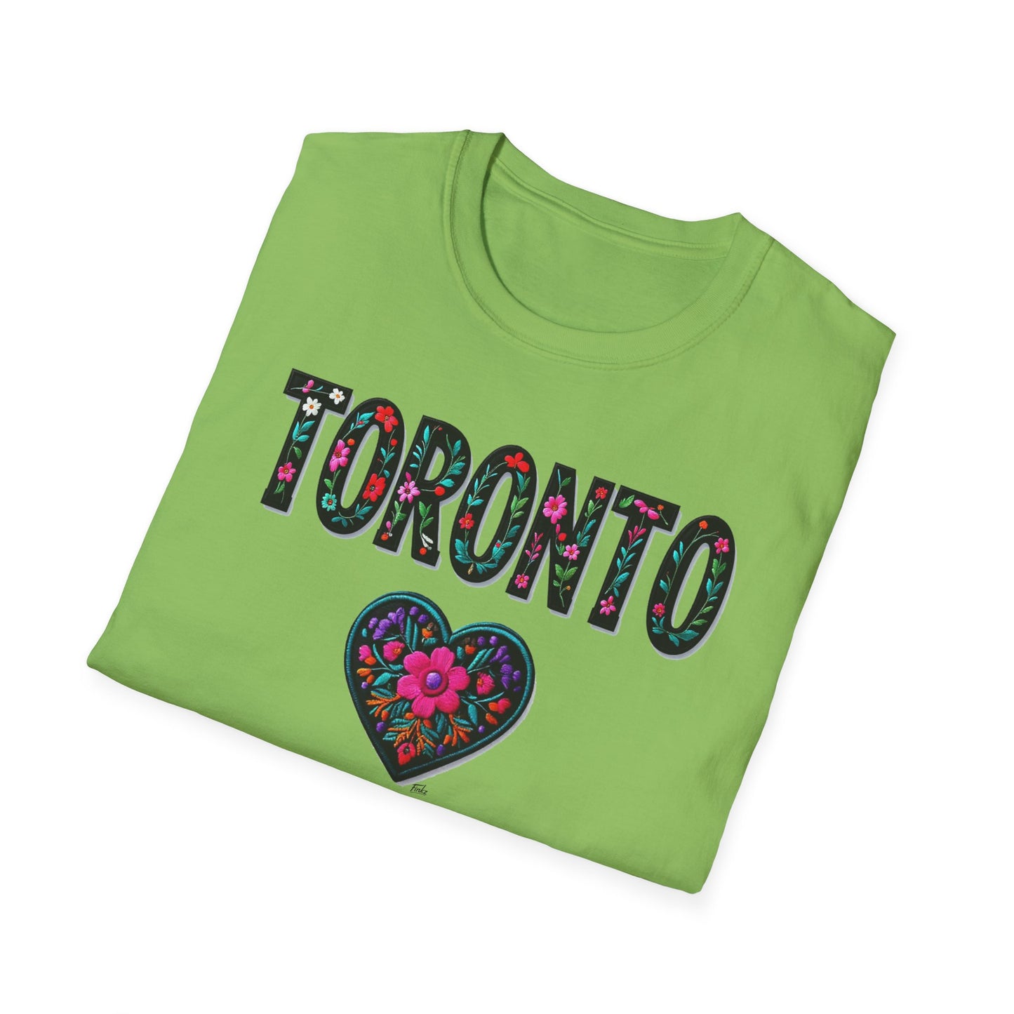 toronto Local Gal Flower-Heart T-Shirt, c06-n00-s005 Softstyle Graphic Tee, Unisex Casual Wear, Support Local Merch, Gift for Community Lovers, Finkz WINDSOR