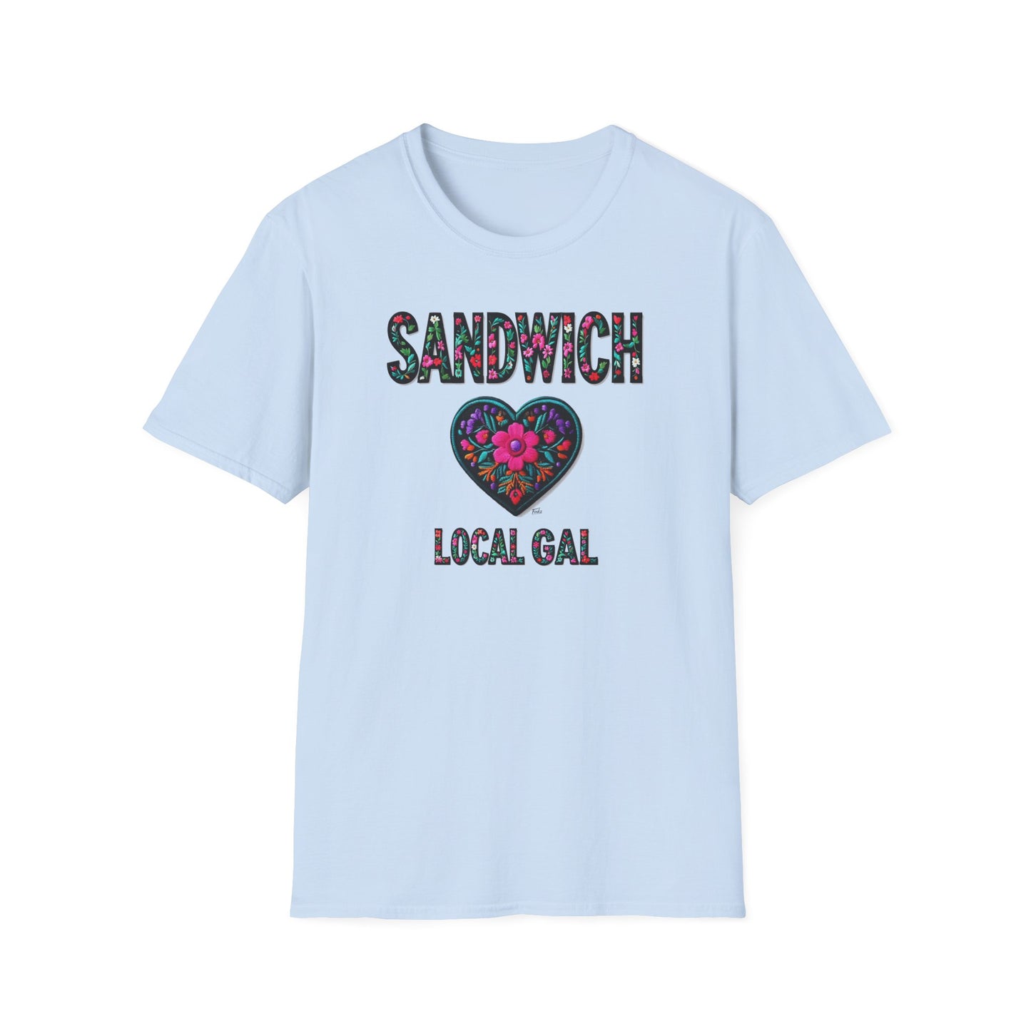SANDWICH Local Gal Flower-Heart T-Shirt, 3 Softstyle Graphic Tee, Unisex Casual Wear, Support Local Merch, Gift for Community Lovers, Finkz WINDSOR