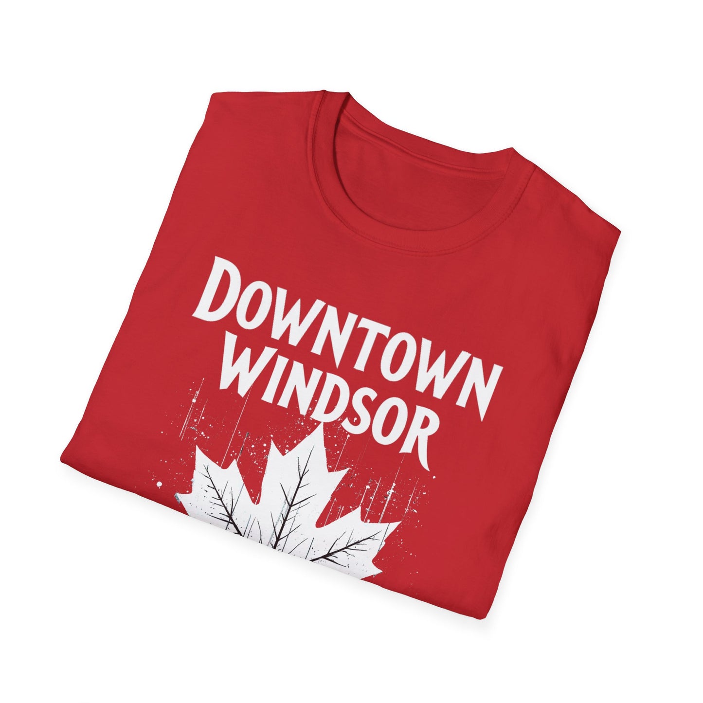 DOWNTOWN WINDSOR, We Support Our Own 2, Hardcore Local White Leaf T-Shirt, Softstyle Graphic Tee, Unisex Casual Wear, Support Local Merch, Gift for Community Lovers Finkz Windsor