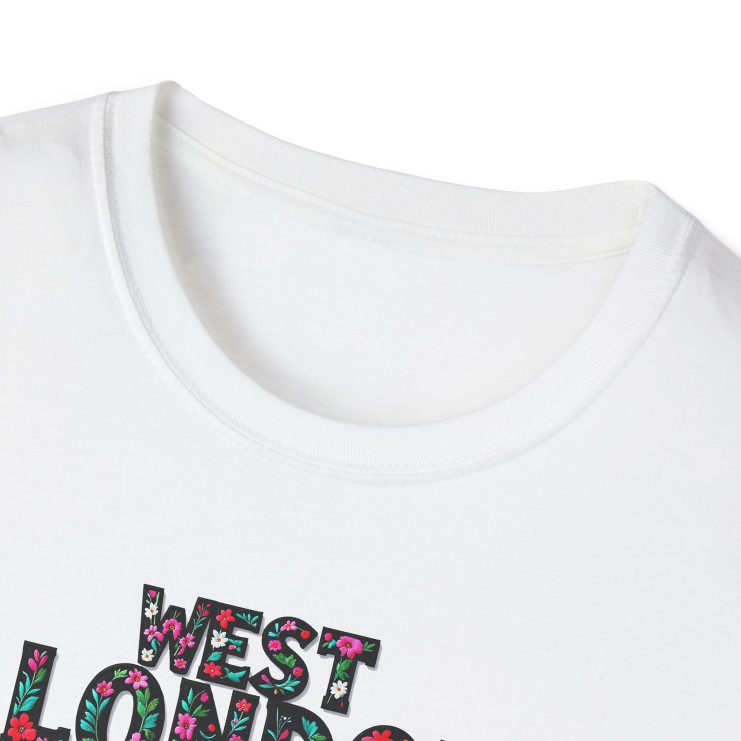 West London Local Gal Flower-Heart T-Shirt, c02-n08-s05  Softstyle Graphic Tee, Unisex Casual Wear, Support Local Merch, Gift for Community Lovers, Finkz WINDSOR