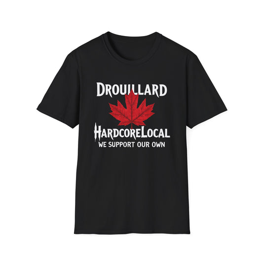 Drouillard Hardcore Local Red Leaf, We Support Our Own, 1 T-Shirt, Softstyle Graphic Tee, Unisex Casual Wear, Support Local Merch, Gift for Community Lovers