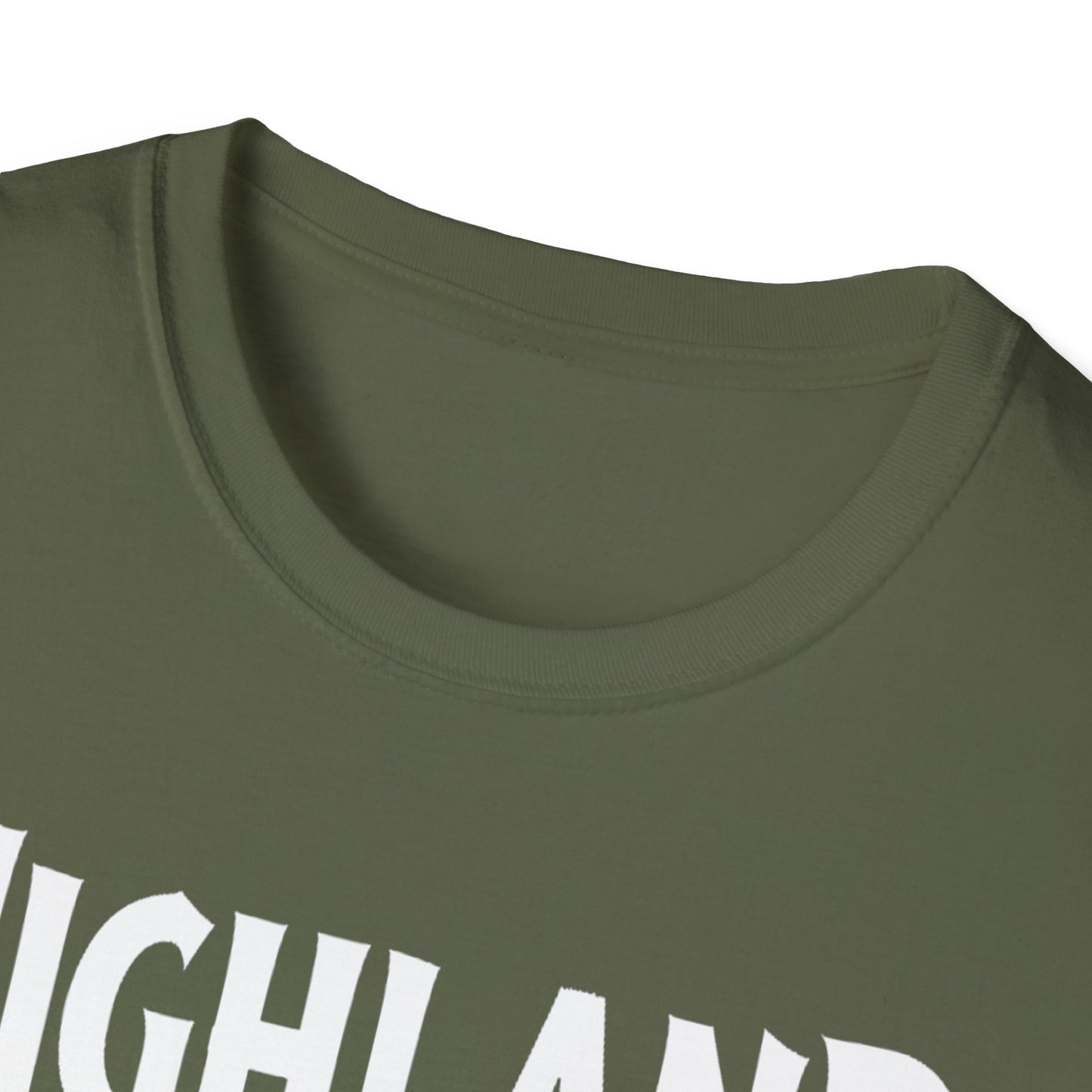 Highland Hardcore Rep'n White Leaf T-Shirt, c02-n05-s007 Softstyle Graphic Tee, Unisex Casual Wear, Support'n Locals Merch, Gift for Community Lovers.