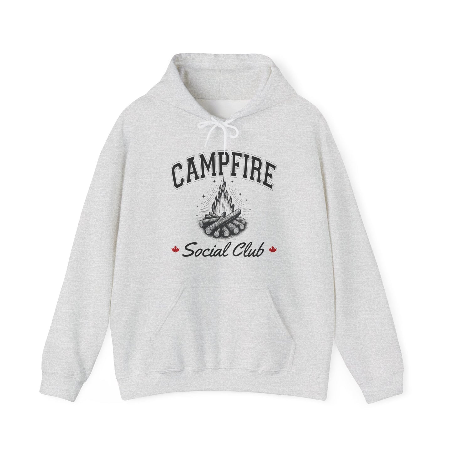 Fire Campfire Social Club No Leaf Cozy Hoodie | Unisex Sweatshirt for Nature Lovers, Casual Wear, Gift for Him/Her, Outdoor Adventures, Cozy Days Canada Patriotic
