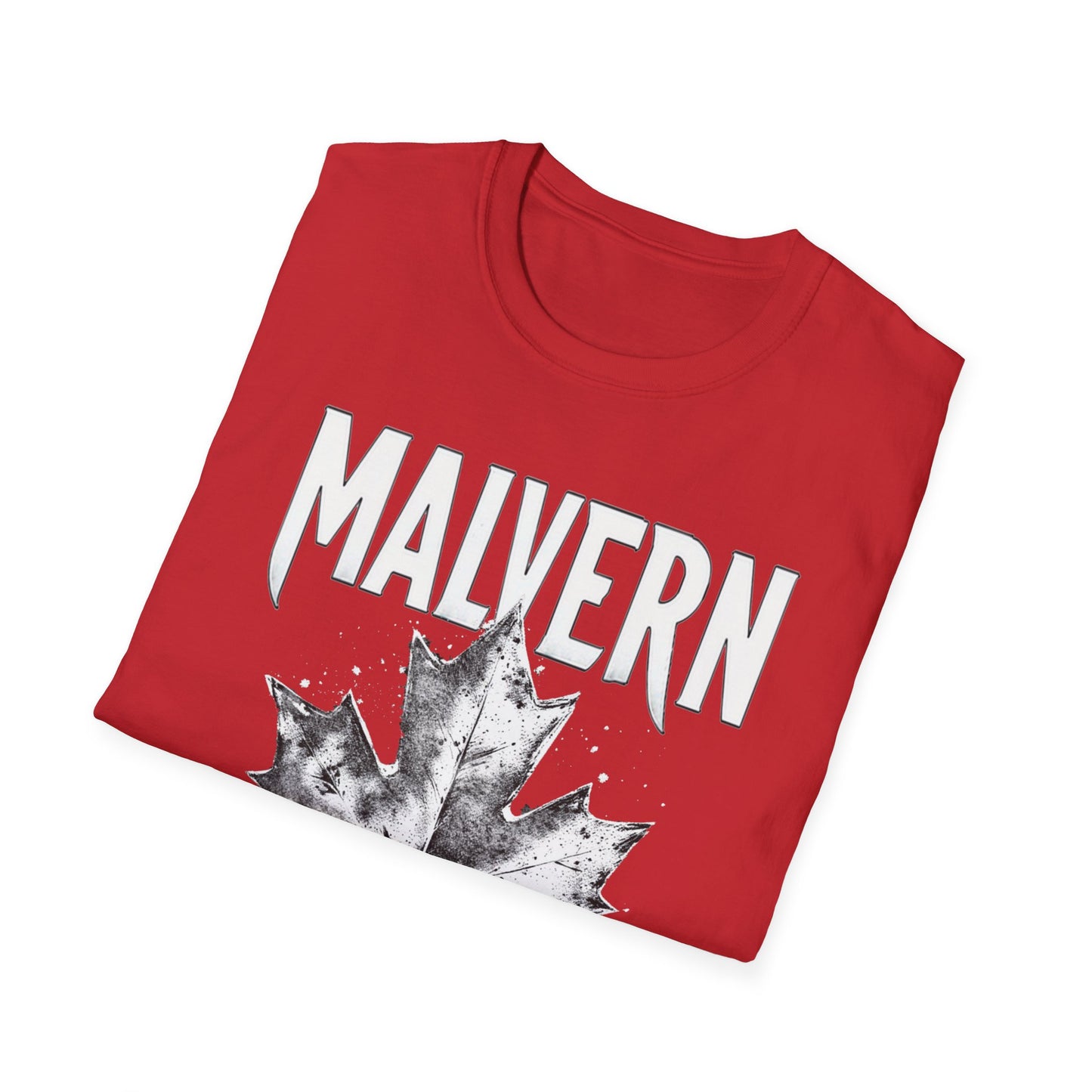 Malvern Hardcore Rep'n White Leaf T-Shirt, c006-n04-s007 Softstyle Graphic Tee, Unisex Casual Wear, Support'n Locals Merch, Gift for Community Lovers.