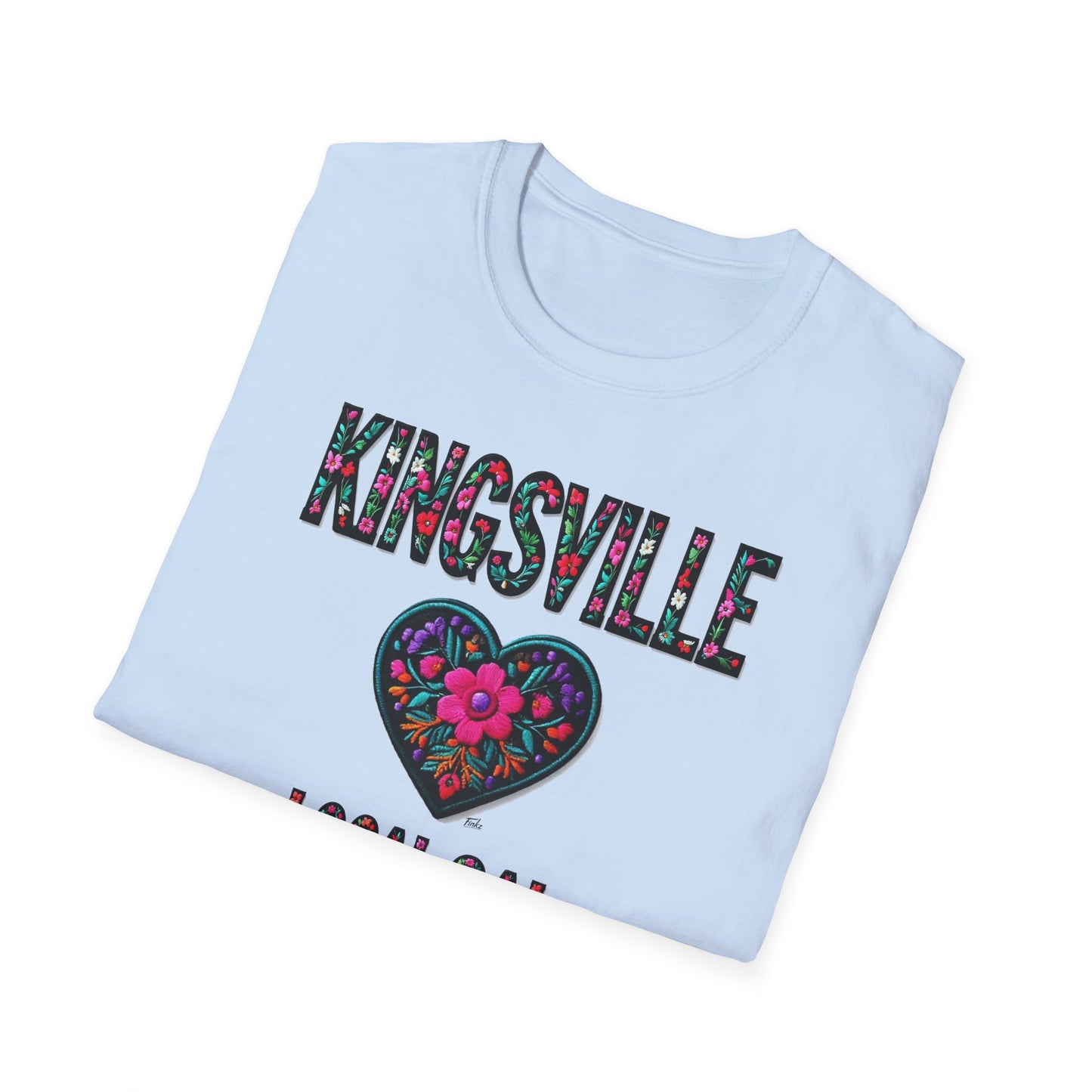 KINGSVILLE Local Gal Flower-Heart T-Shirt, 3 Softstyle Graphic Tee, Unisex Casual Wear, Support Local Merch, Gift for Community Lovers, Finkz WINDSOR