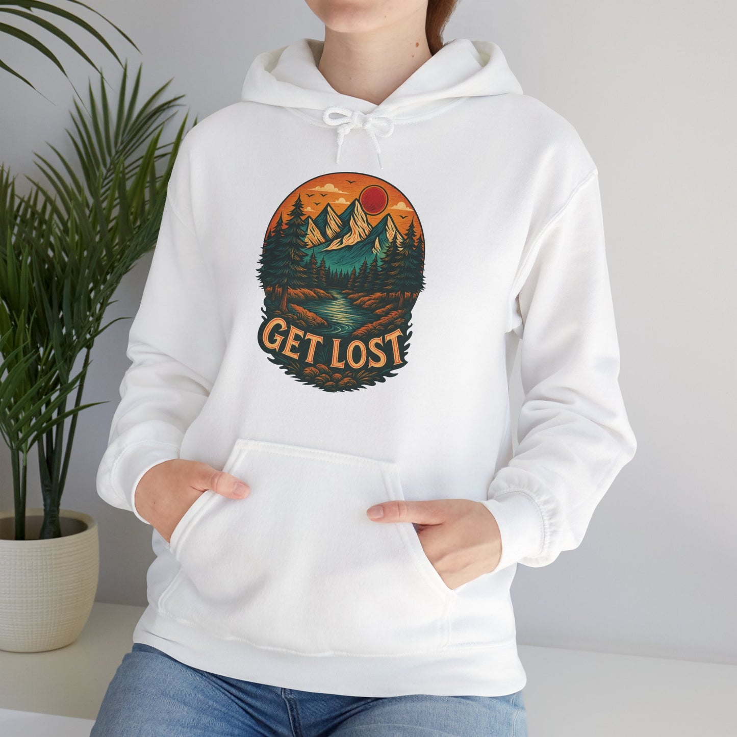 Get Lost Hoodie | HappyCamperCrew.Com 100% Authentic | Cozy Camping Hoodie | Unisex Hooded Sweatshirt for Nature Lovers, Casual Wear, Gift for Him/Her, Outdoor Adventures, Cozy Days & Warm Nights by the Campfire