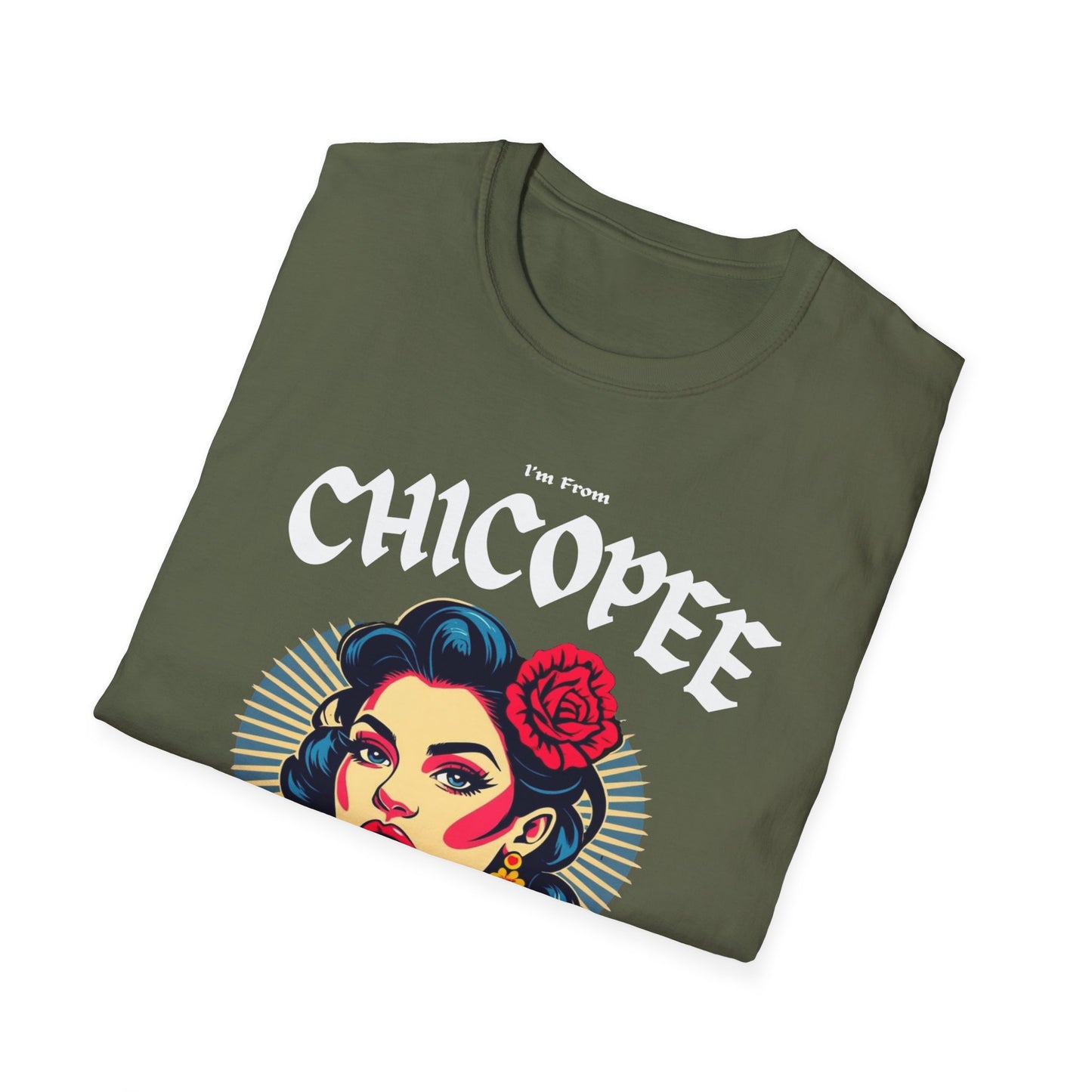 Chicopee Underestimate Gal T-Shirt, c03-n01-s001 Softstyle Graphic Tee, Unisex Casual Wear, Support'n Locals Merch, Gift for Community Lovers.