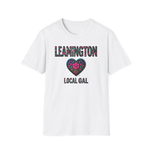 LEAMINGTON Local Gal Flower-Heart T-Shirt, 3 Softstyle Graphic Tee, Unisex Casual Wear, Support Local Merch, Gift for Community Lovers, Finkz WINDSOR