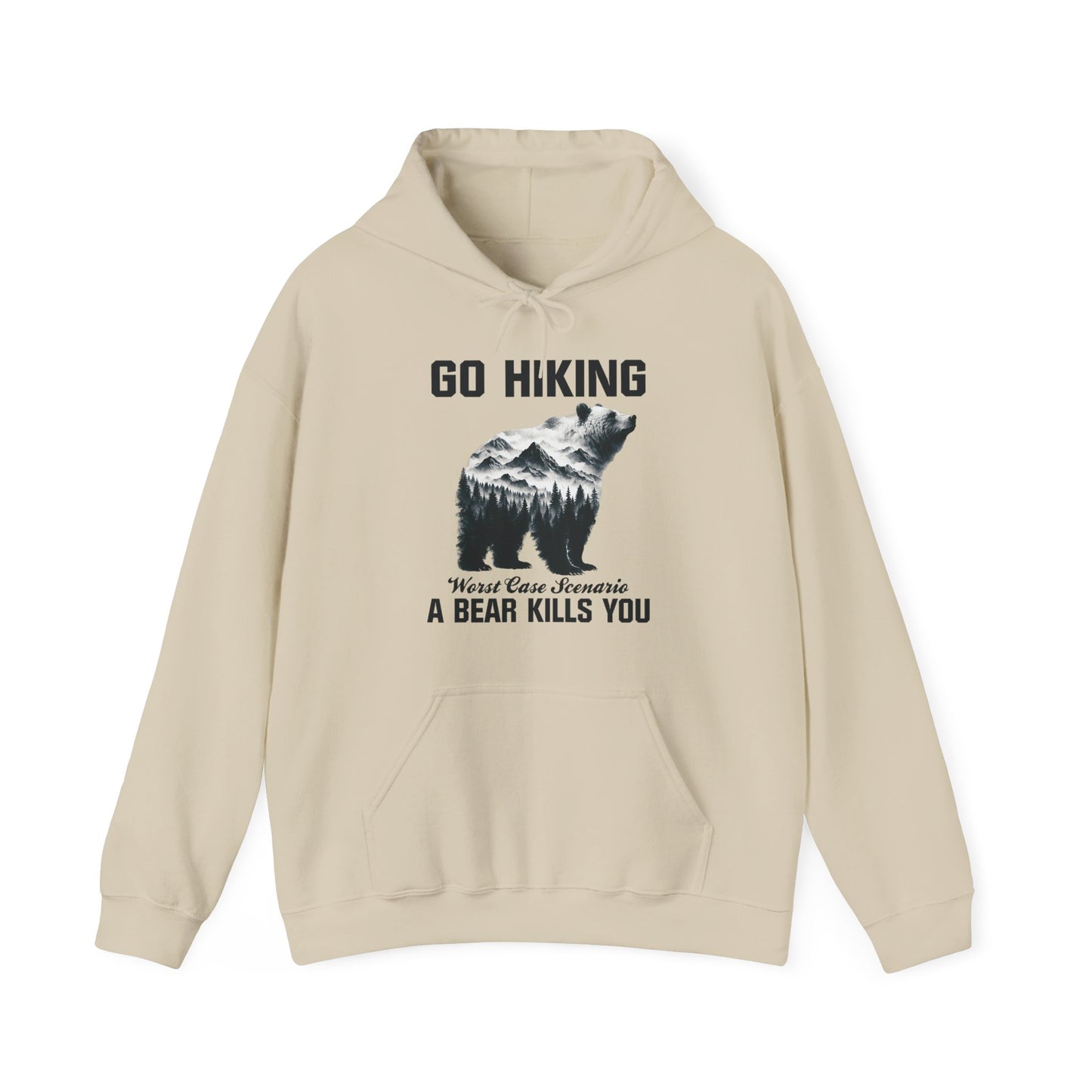 Go Hiking - Worst Case Hoodie | HappyCamperCrew.Com 100% Authentic | Cozy Camping Hoodie | Unisex Hooded Sweatshirt for Nature Lovers, Casual Wear, Gift for Him/Her, Outdoor Adventures, Cozy Days & Warm Nights by the Campfire