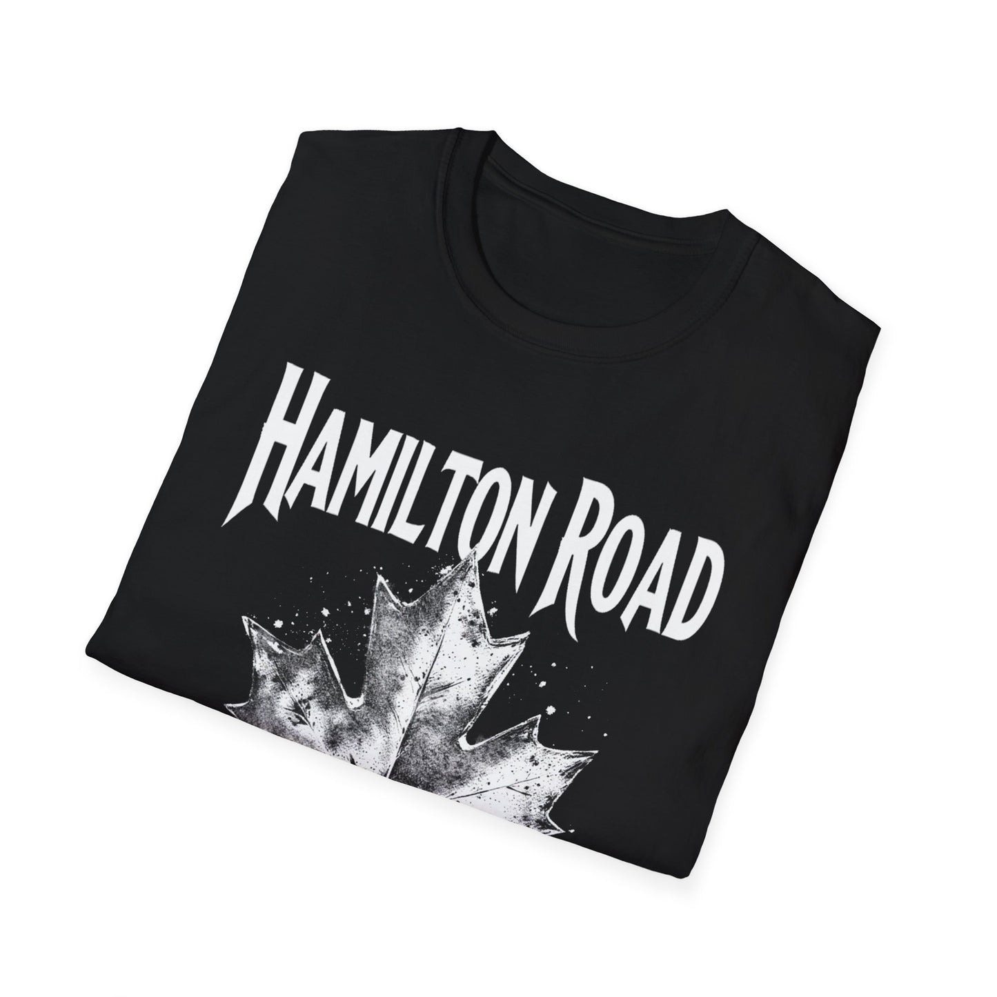 Hamilton Road Hardcore Rep'n White Leaf T-Shirt, c02-n04-s007 Softstyle Graphic Tee, Unisex Casual Wear, Support'n Locals Merch, Gift for Community Lovers.
