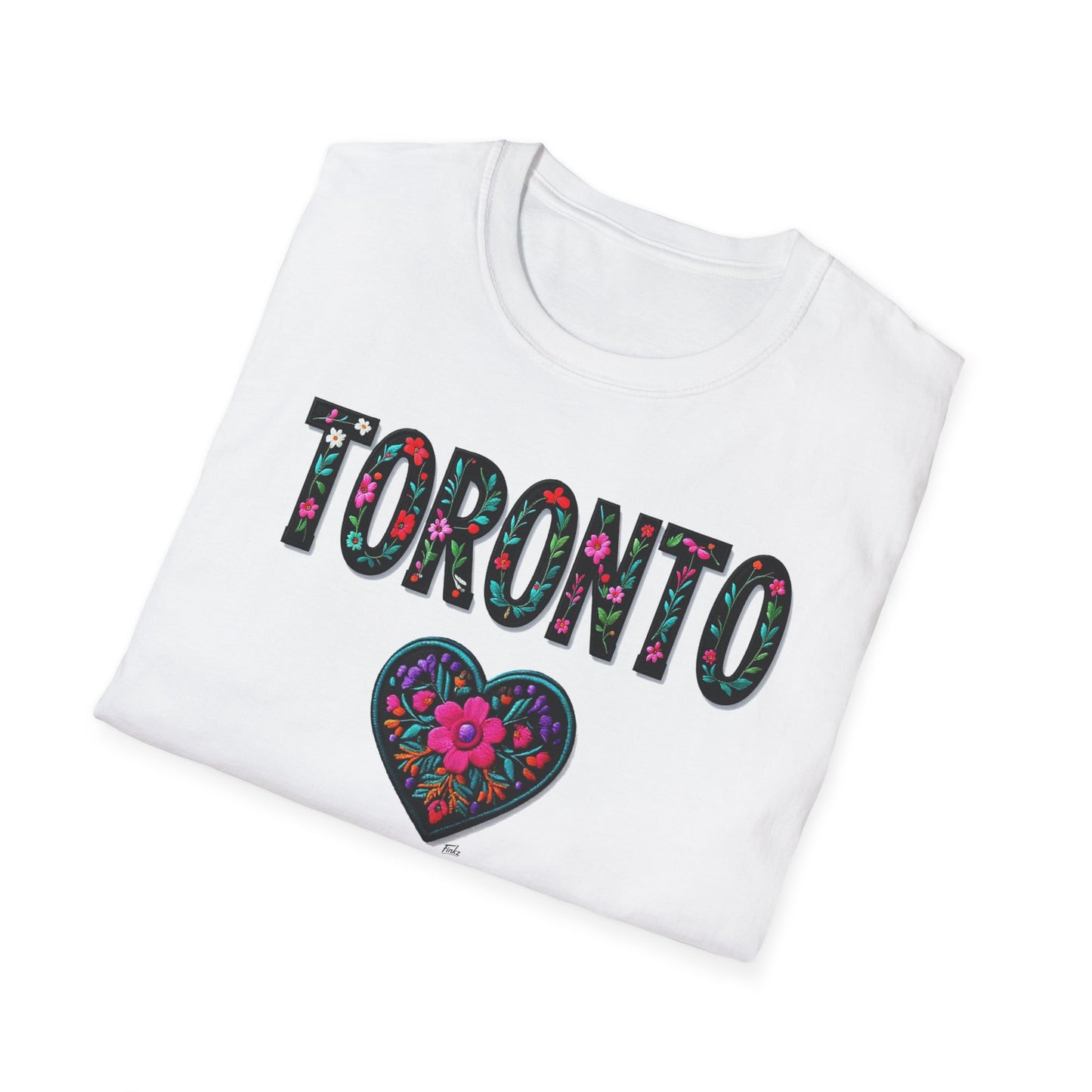 toronto Local Gal Flower-Heart T-Shirt, c06-n00-s005 Softstyle Graphic Tee, Unisex Casual Wear, Support Local Merch, Gift for Community Lovers, Finkz WINDSOR
