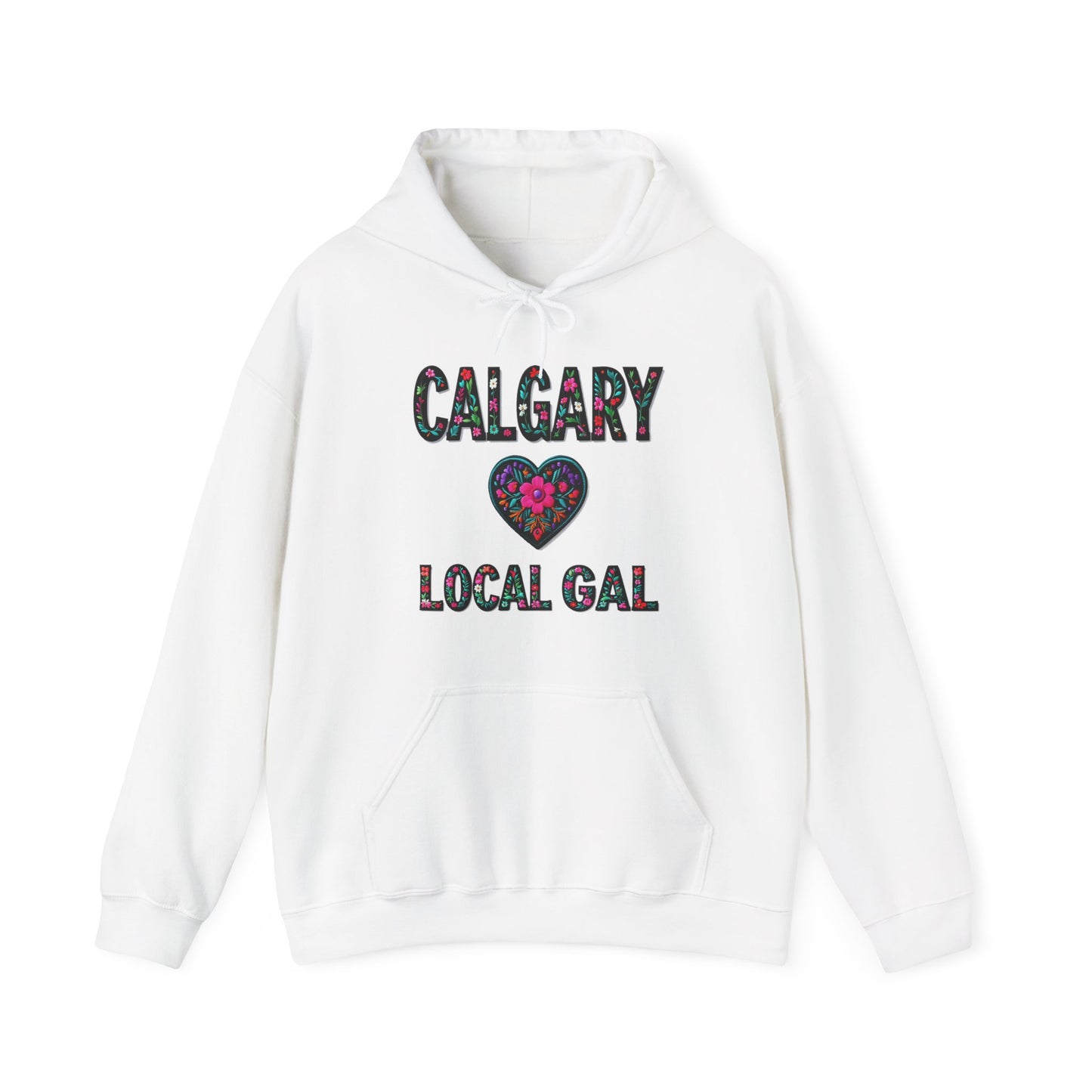Calgary Local Gal Flower c11-n00-hs005, Hooded Sweatshirt - Unisex Heavy Blend™ Pullover, Casual Hoodie for Every Day, Gift for Friends, Support'n Locals -Local Pride Apparel Support Your Community