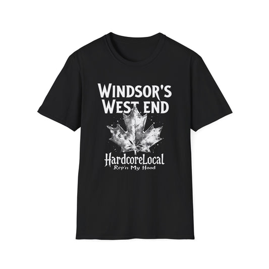 WINDSOR WEST END, Rep'n My Hood, Hardcore Local Cool Leaf T-Shirt, Softstyle Graphic Tee, Unisex Casual Wear, Support Local Merch, Gift for Community Lovers, Finkz WINDSOR
