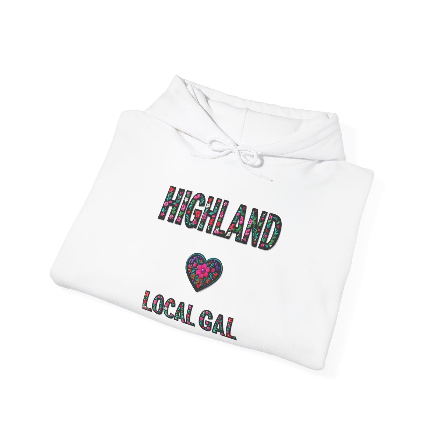 Highland Local Gal Flower c02-n05-hs005, Hooded Sweatshirt -  Unisex Heavy Blend™ Pullover, Casual Hoodie for Every Day, Gift for Friends, Support'n Locals -Local Pride Apparel Support Your Community