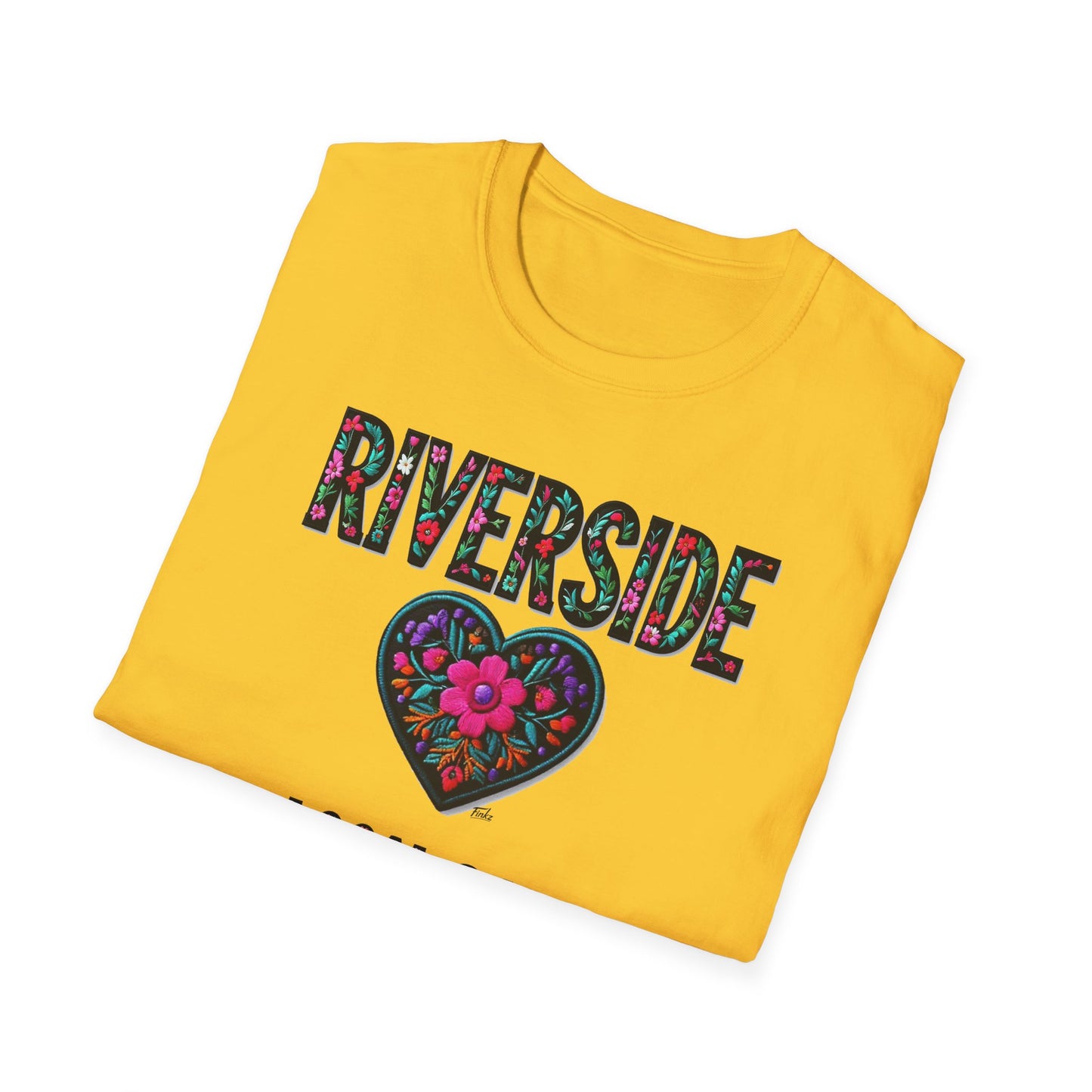 RIVERSIDE Local Gal Flower-Heart T-Shirt, Softstyle Graphic Tee, Unisex Casual Wear, Support Local Merch, Gift for Community Lovers, Finkz WINDSOR
