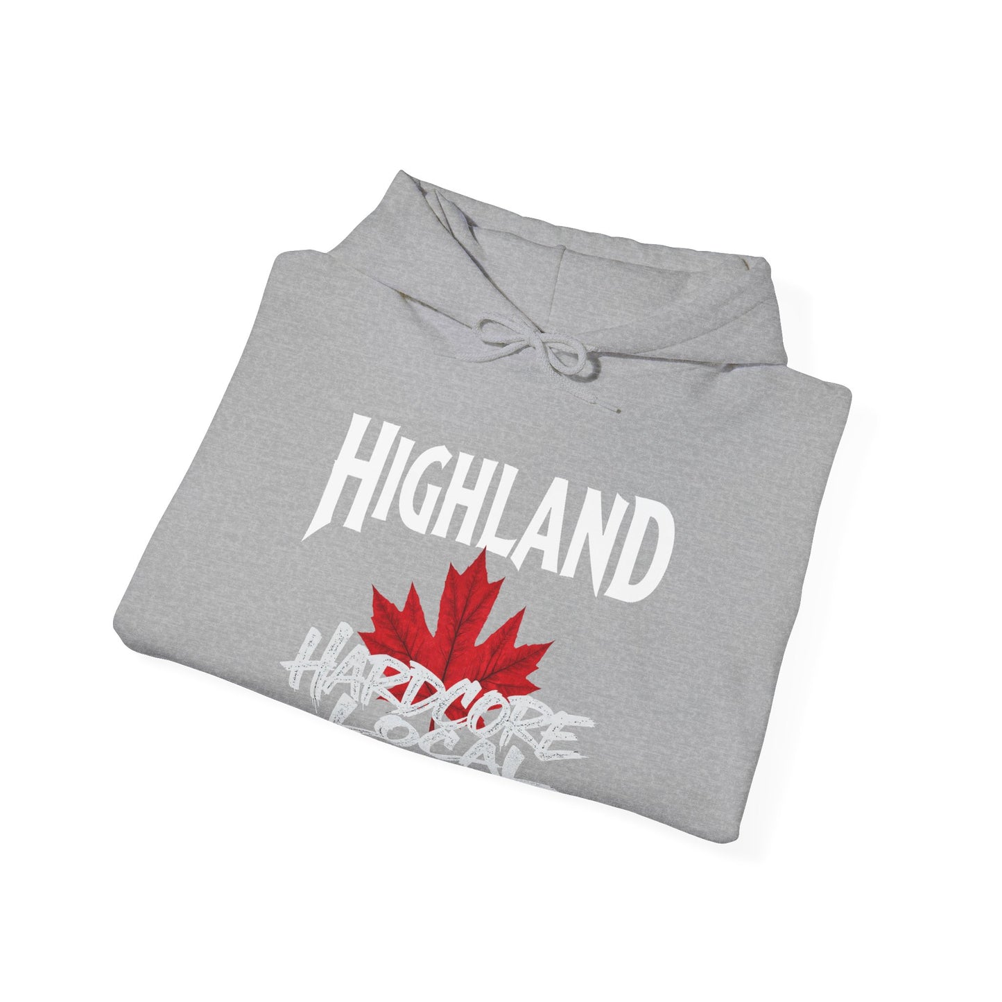 Highland HARDCORE LOCAL red leaf, Hooded Sweatshirt - c02-n05-hs006 Unisex Heavy Blend™ Pullover, Casual Hoodie for Every Day, Gift for Friends, Support'n Locals -Local Pride Apparel Support Your Community