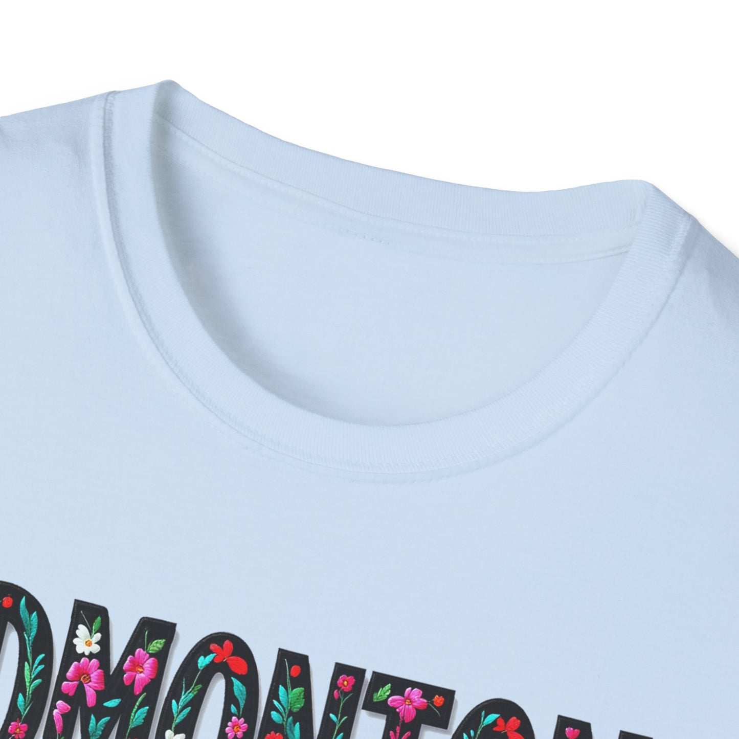 Edmonton Local Gal Flower-Heart T-Shirt, c012-n00-s005 Softstyle Graphic Tee, Unisex Casual Wear, Support Local Merch, Gift for Community Lovers, Finkz